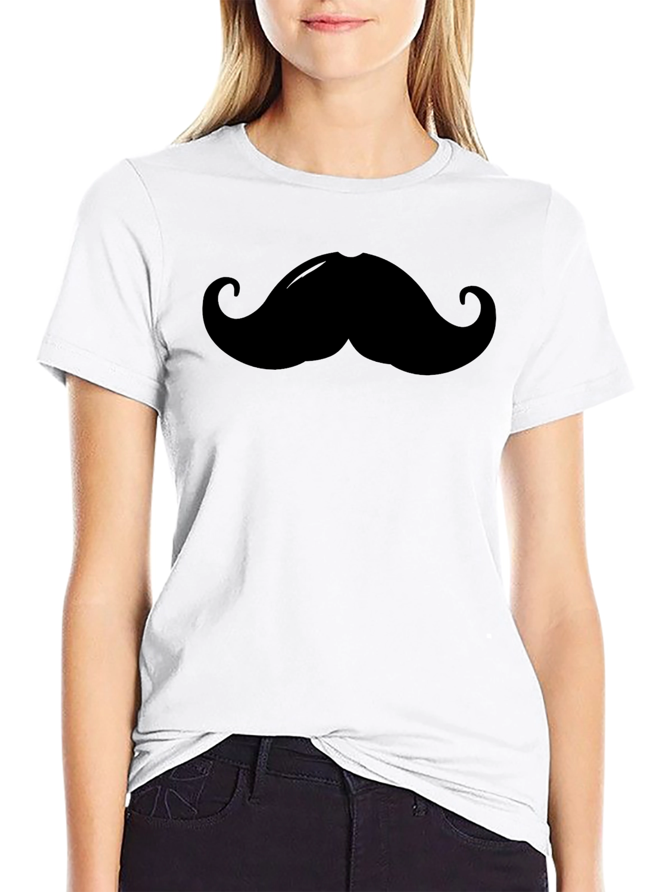Black Mustache Graphic Tee - Comfy Black T-Shirt view 9