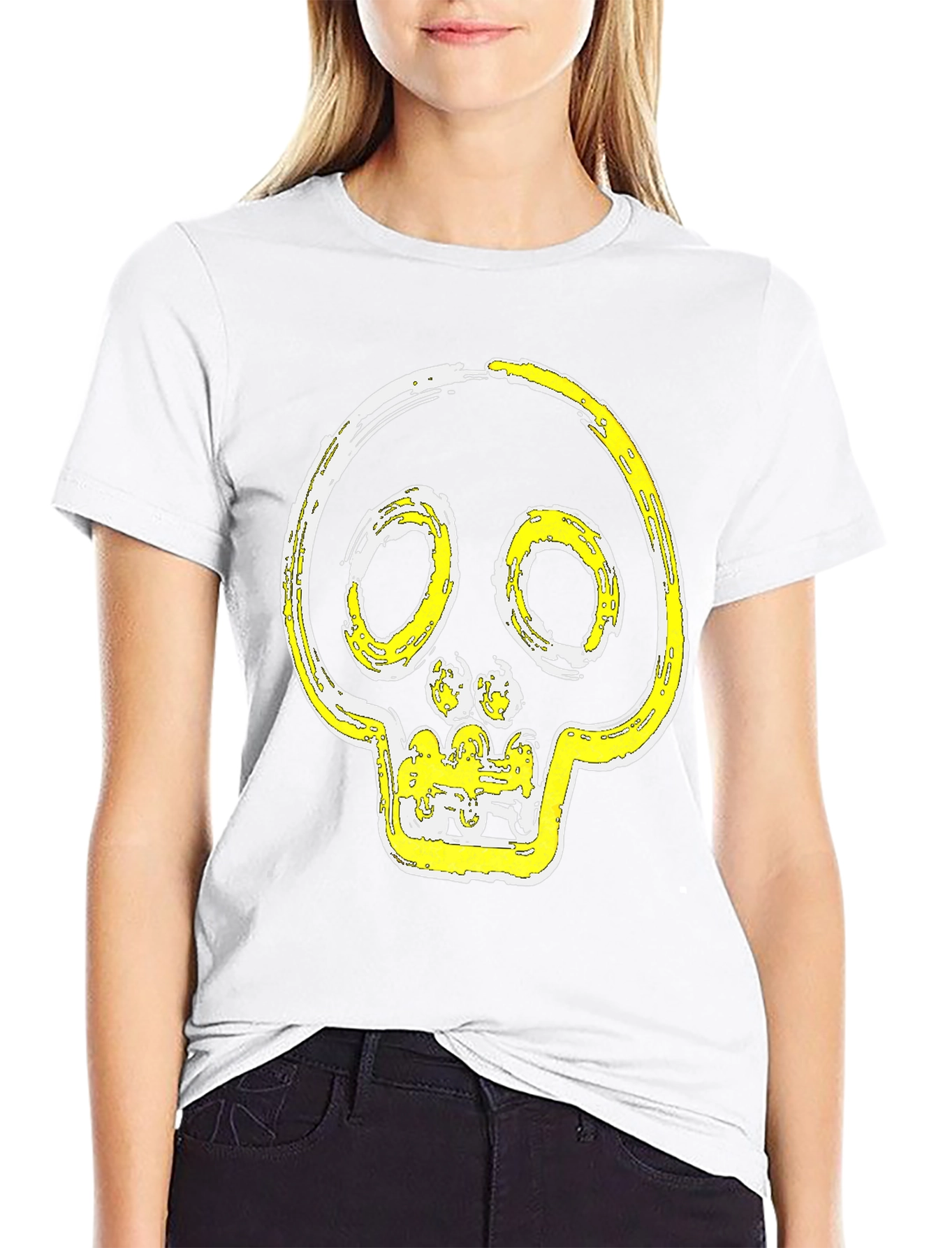 Black Skull Graphic Print T-Shirt - Modern Casual Tee view 9