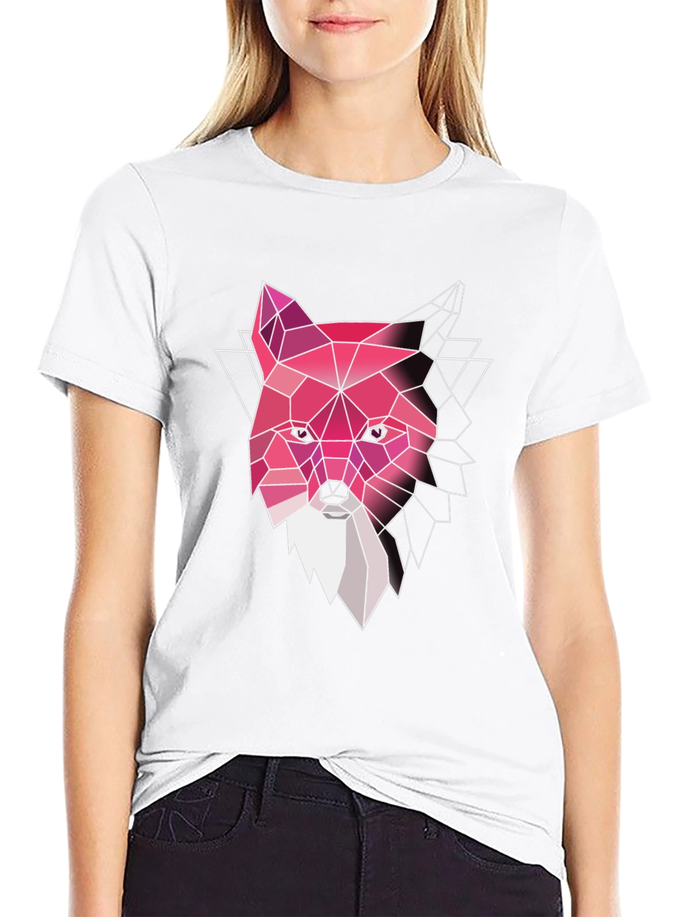 Black Geometric Fox T-Shirt - Modern Graphic Tee view 9