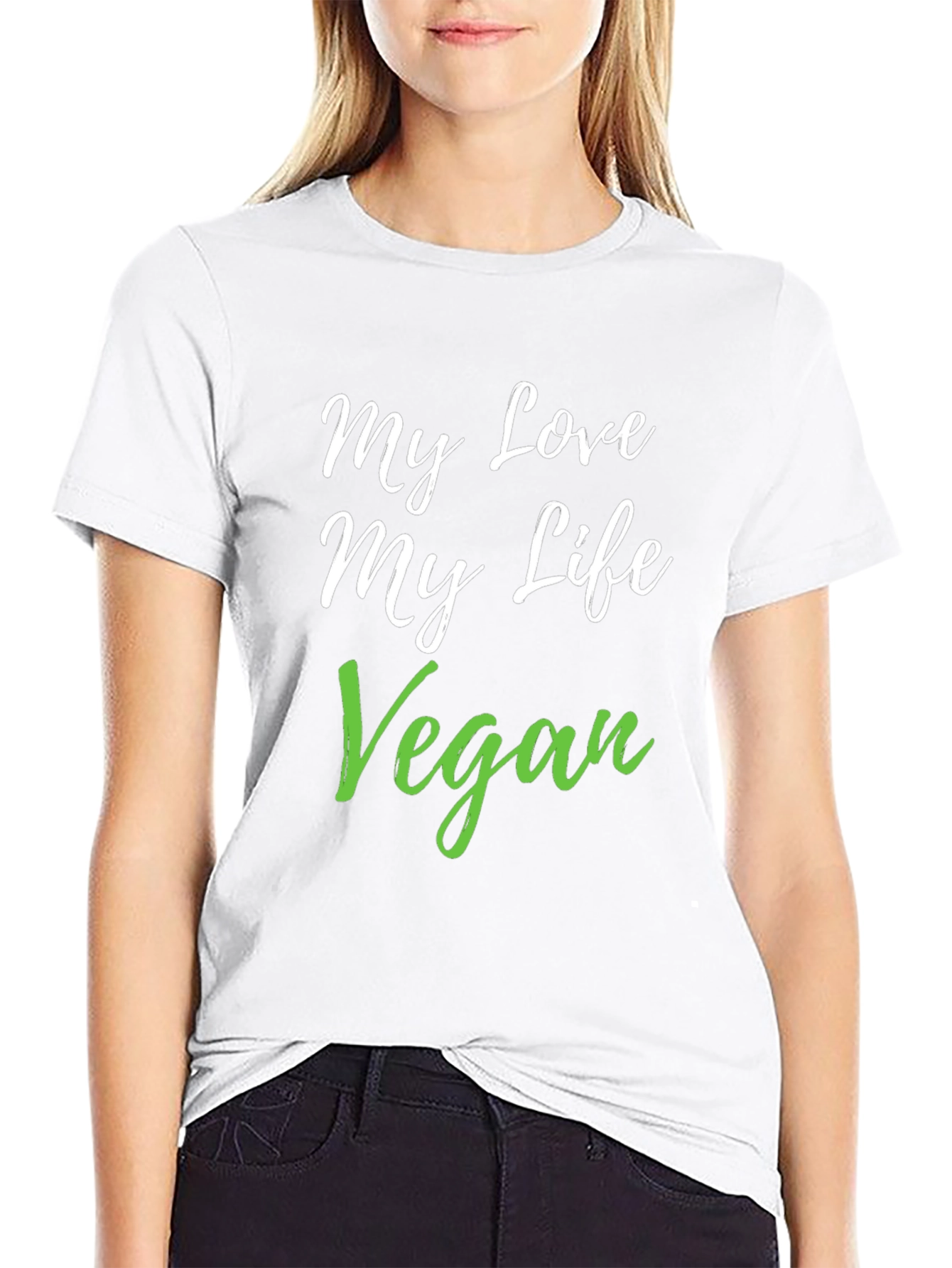Black My Love My Life Vegan Black T-Shirt view 9
