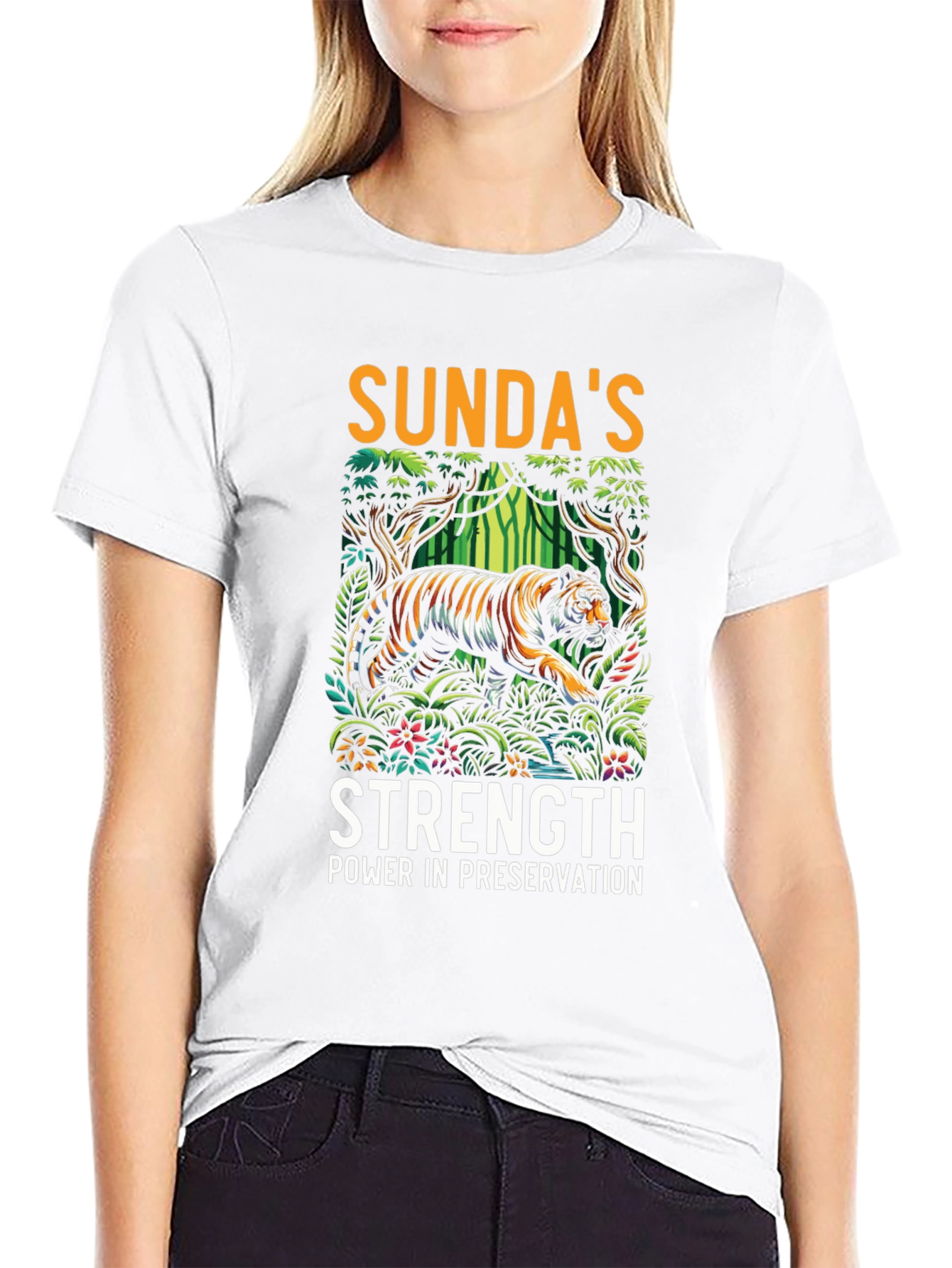 Black Sunda's Strength Tiger Graphic Tee view 9