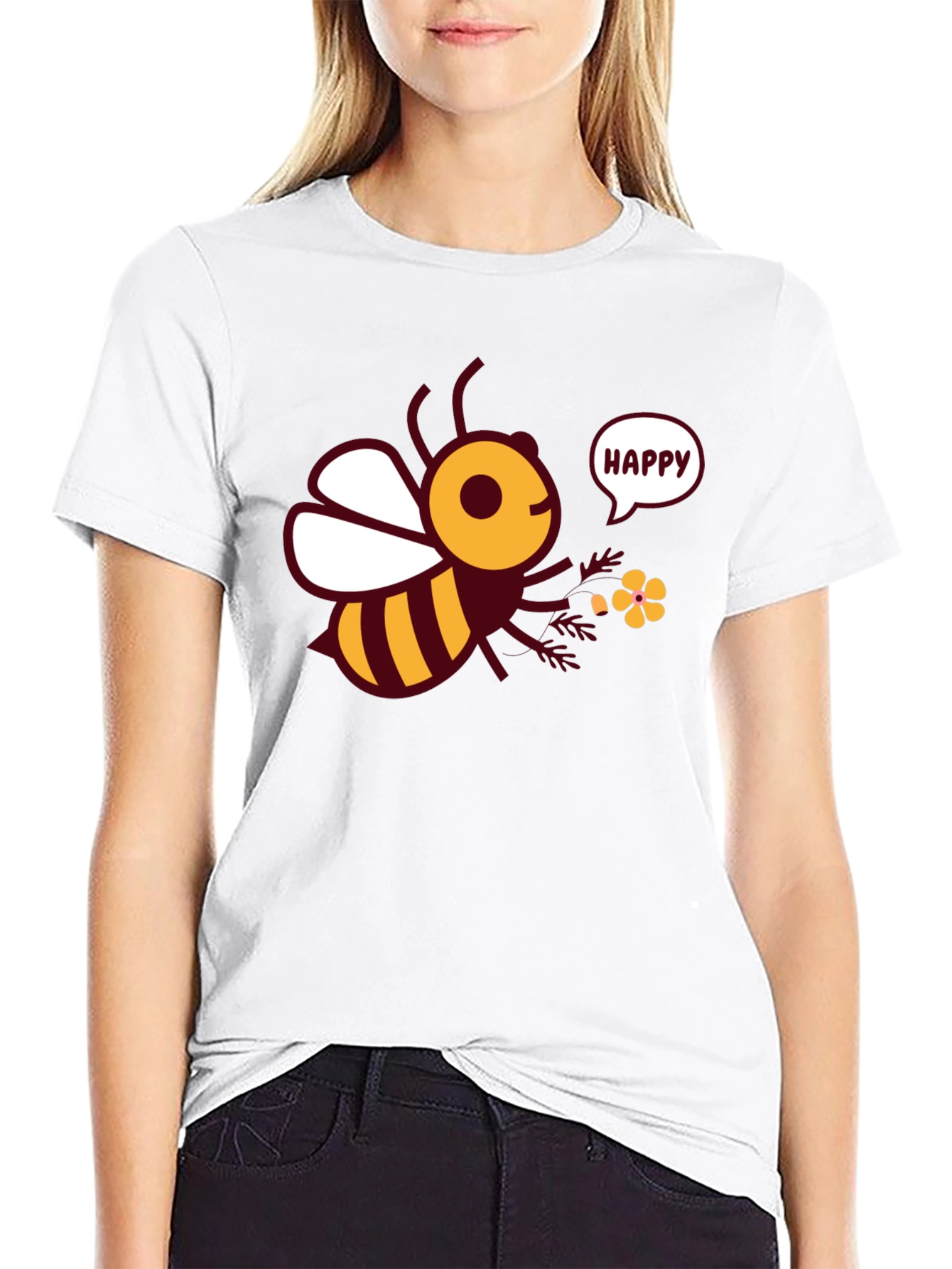 Black Happy Bee Graphic Tee - Men's Black T-Shirt view 9