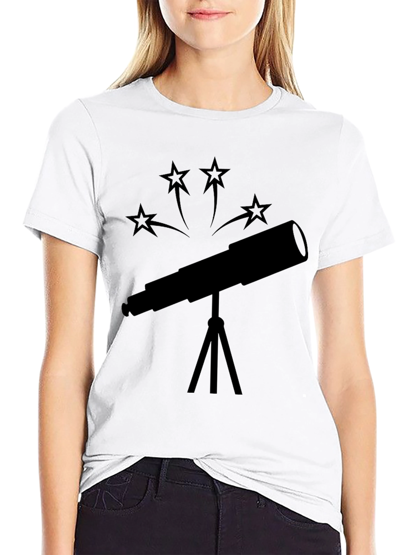 Black Telescope Star Gazer Black T-Shirt view 9