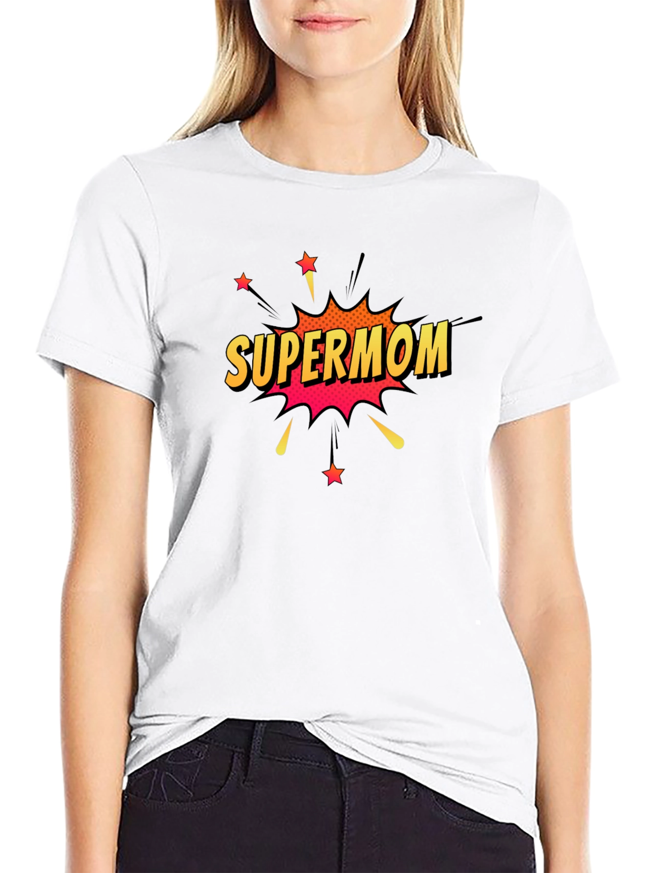 Black Supermom T-Shirt - Comic Style view 9