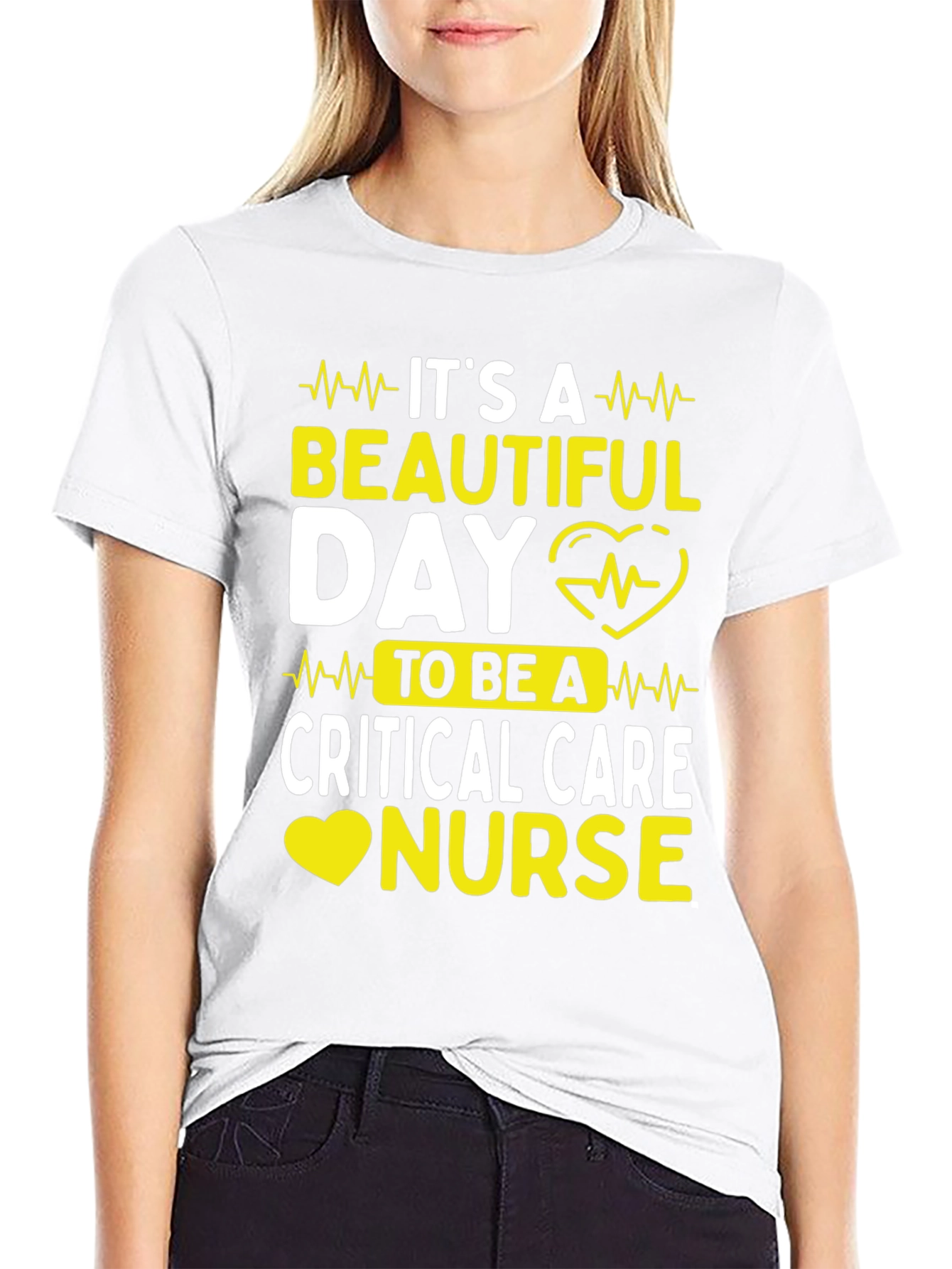 Black Critical Care Nurse T-Shirt - It's A Beautiful Day! view 9