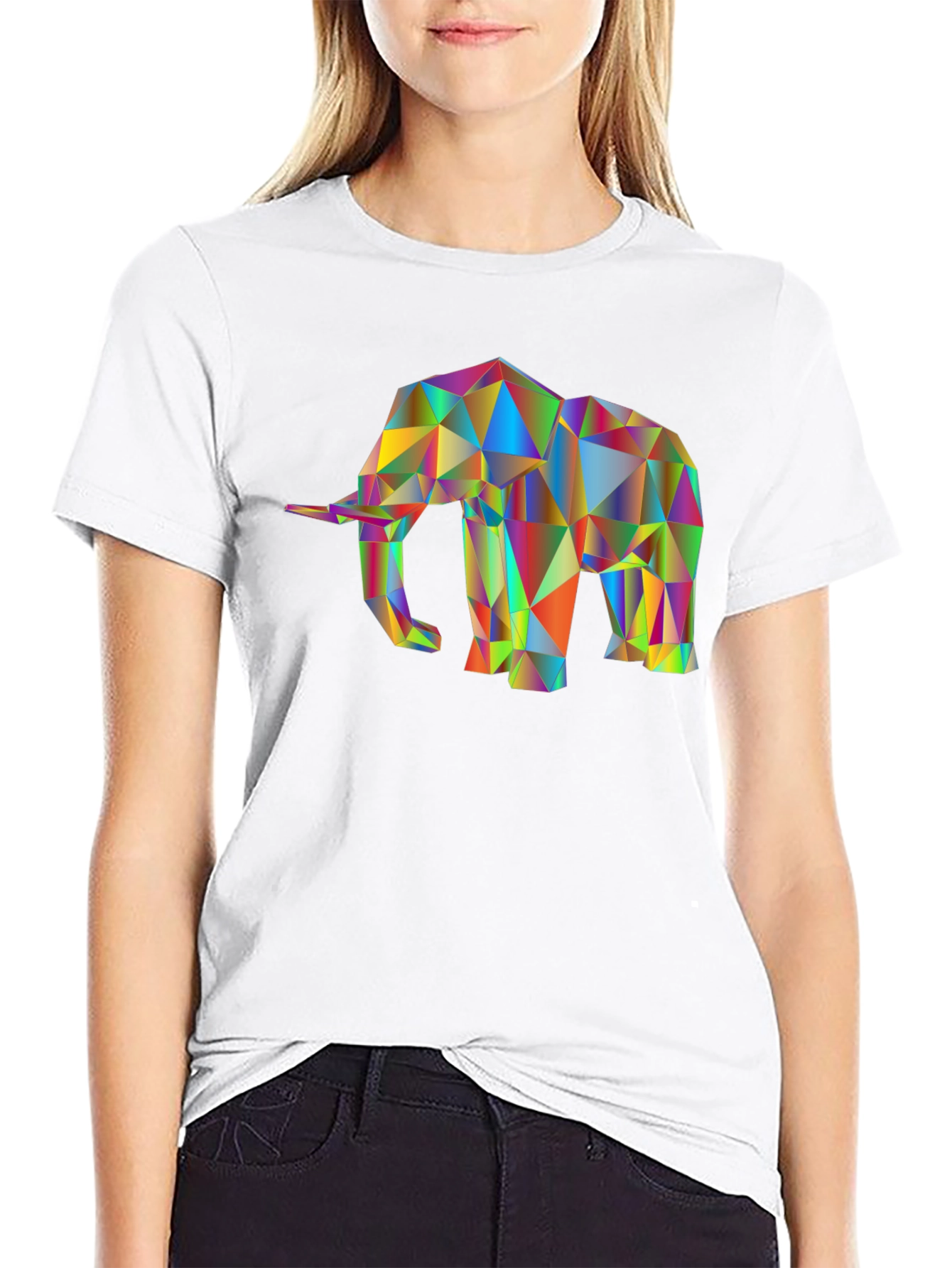 Black Geometric Elephant T-Shirt - Modern Art Tee view 9