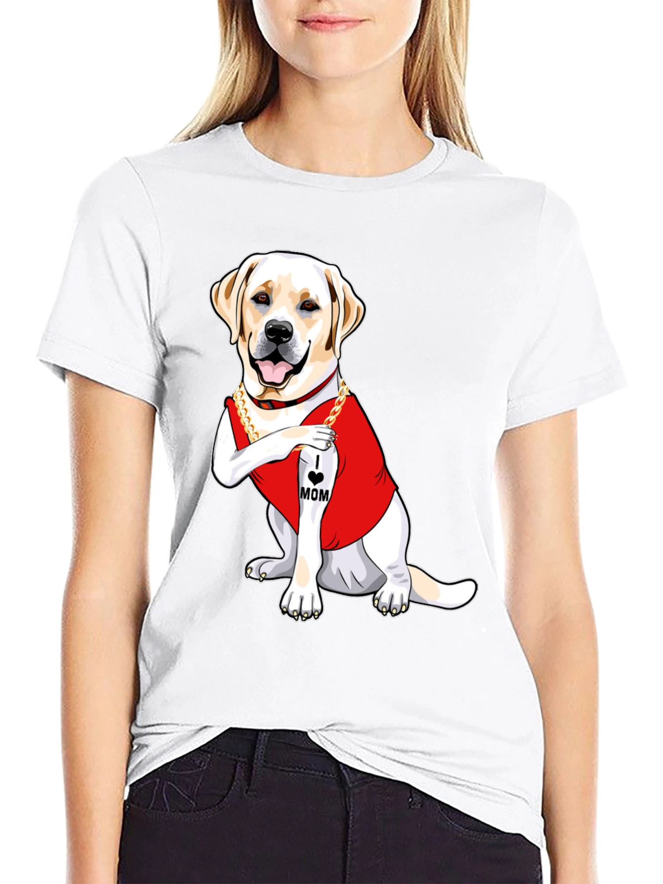 Black I Heart Mom Dog T-Shirt - Cute Labrador Graphic Tee view 9