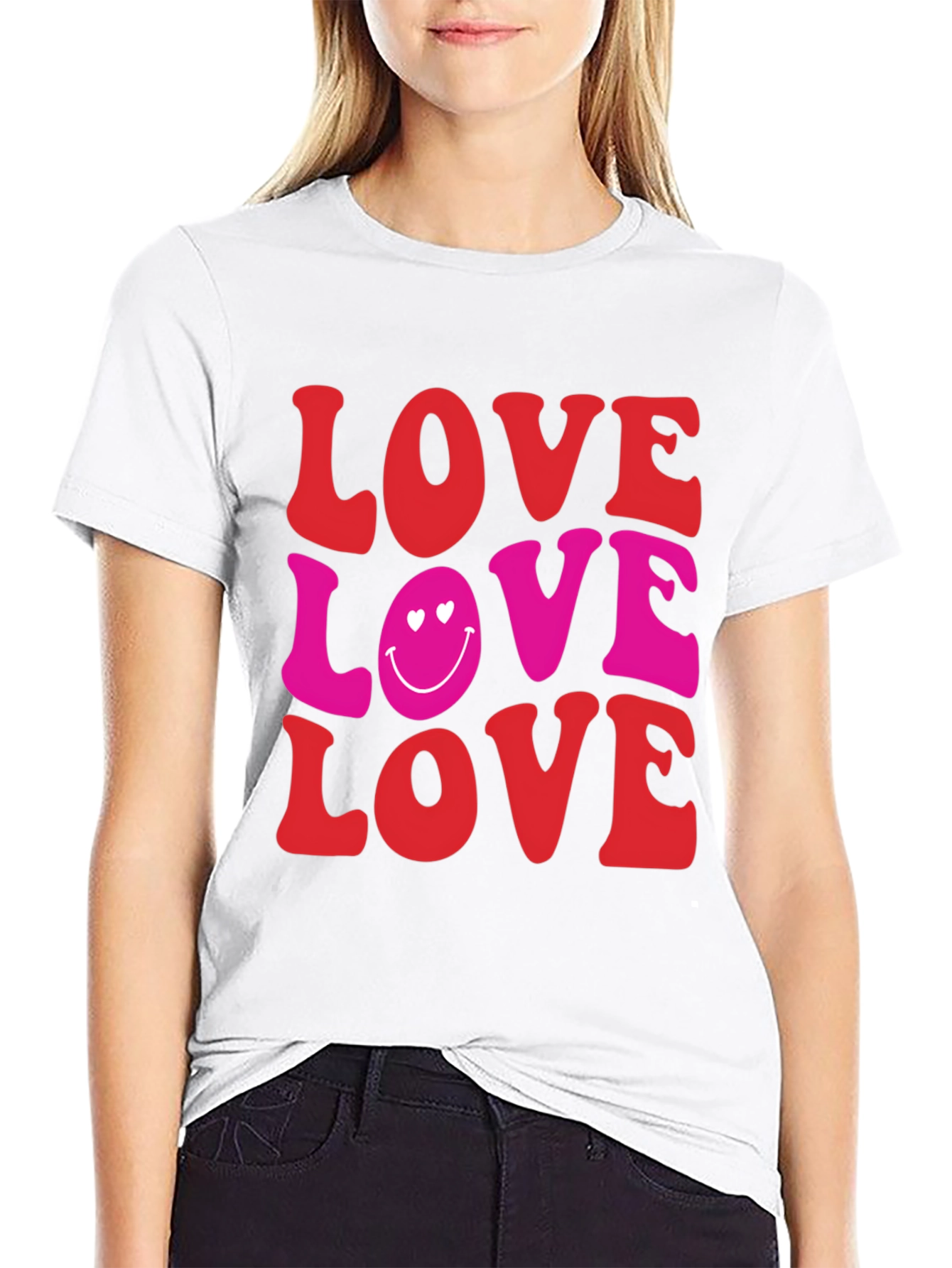 Black Love Smiley Face Graphic Tee view 9