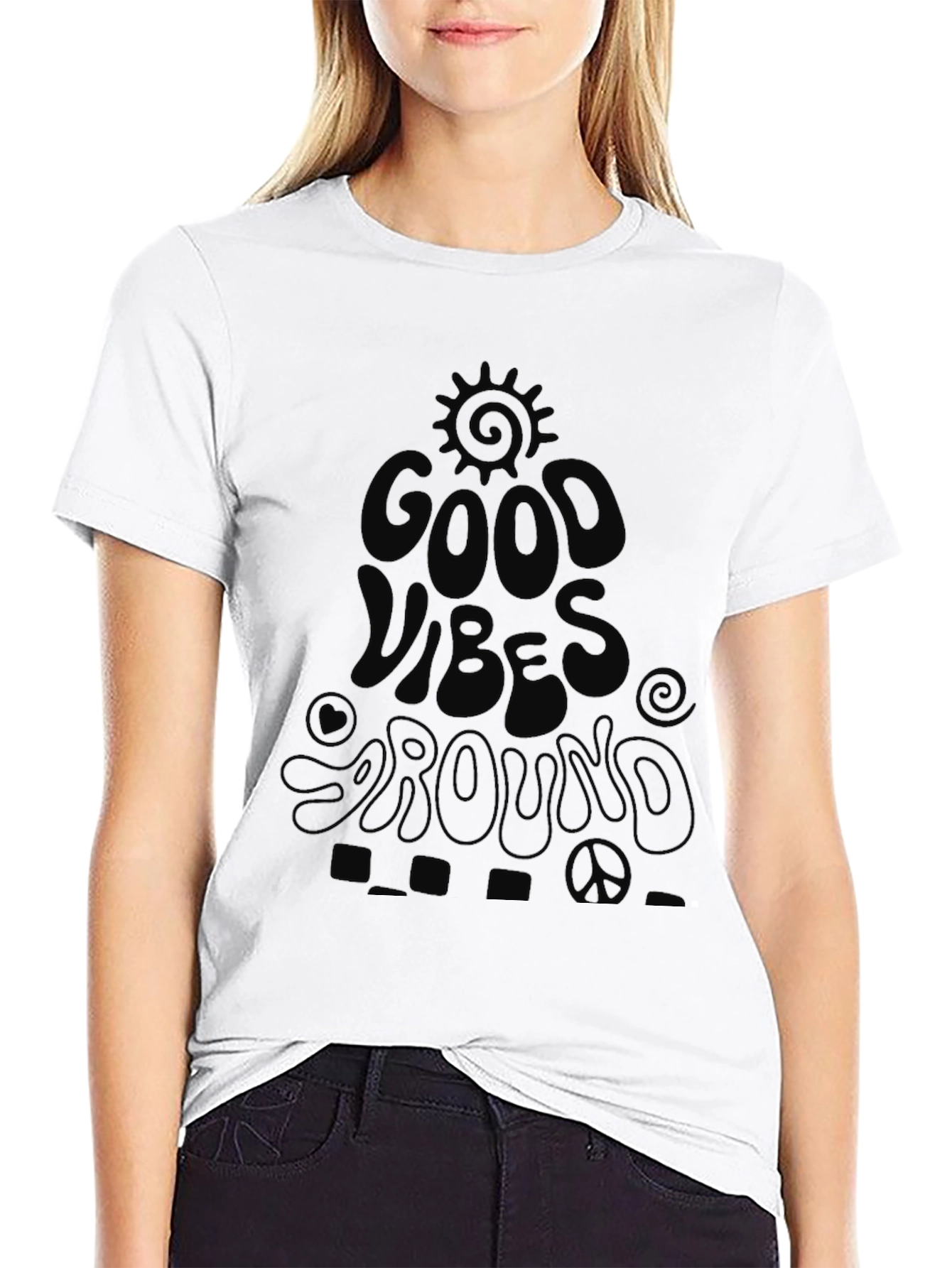 Black Good Vibes Graphic Tee - Black view 9