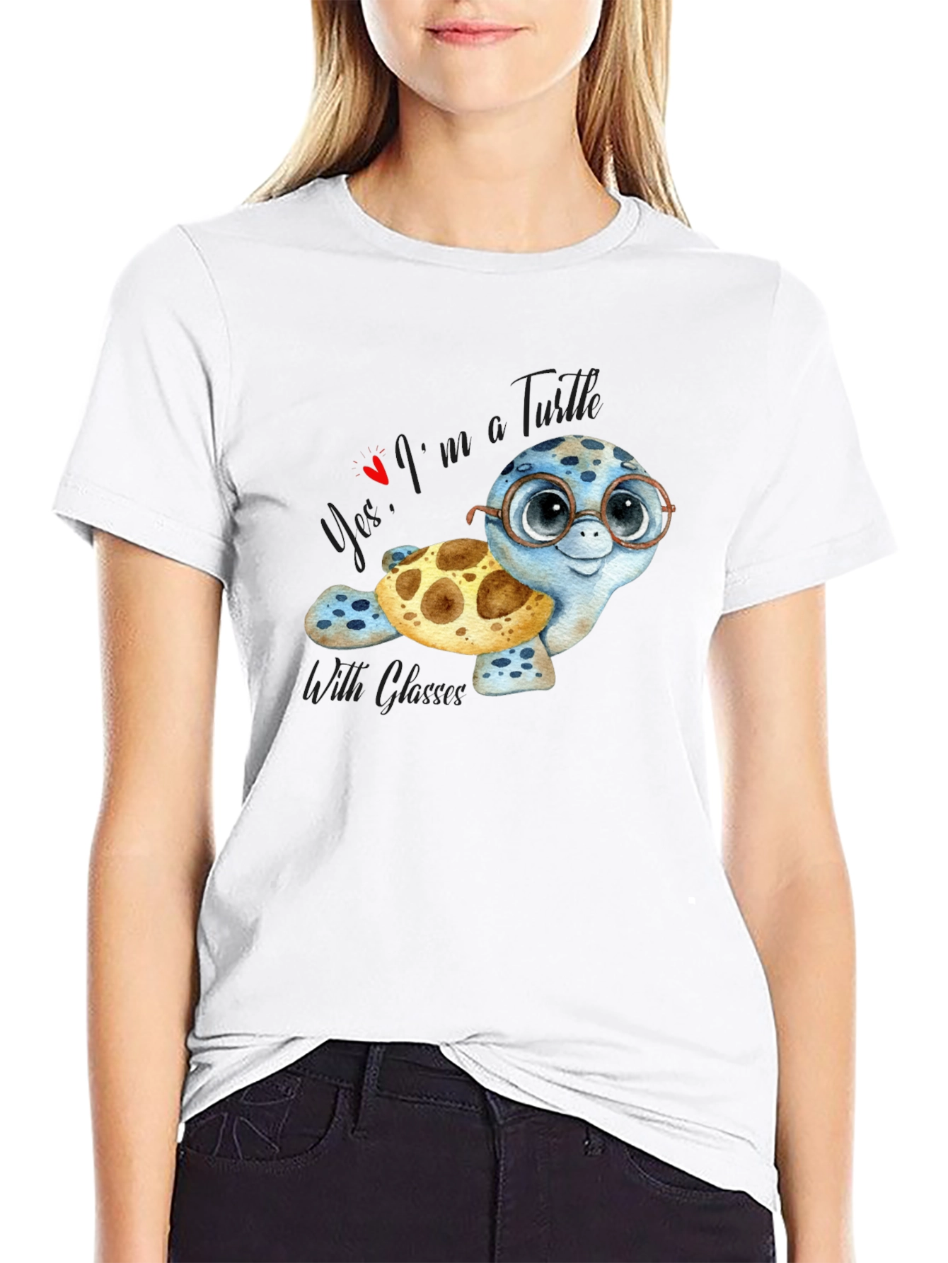 Black Cute Turtle with Glasses T-Shirt view 9