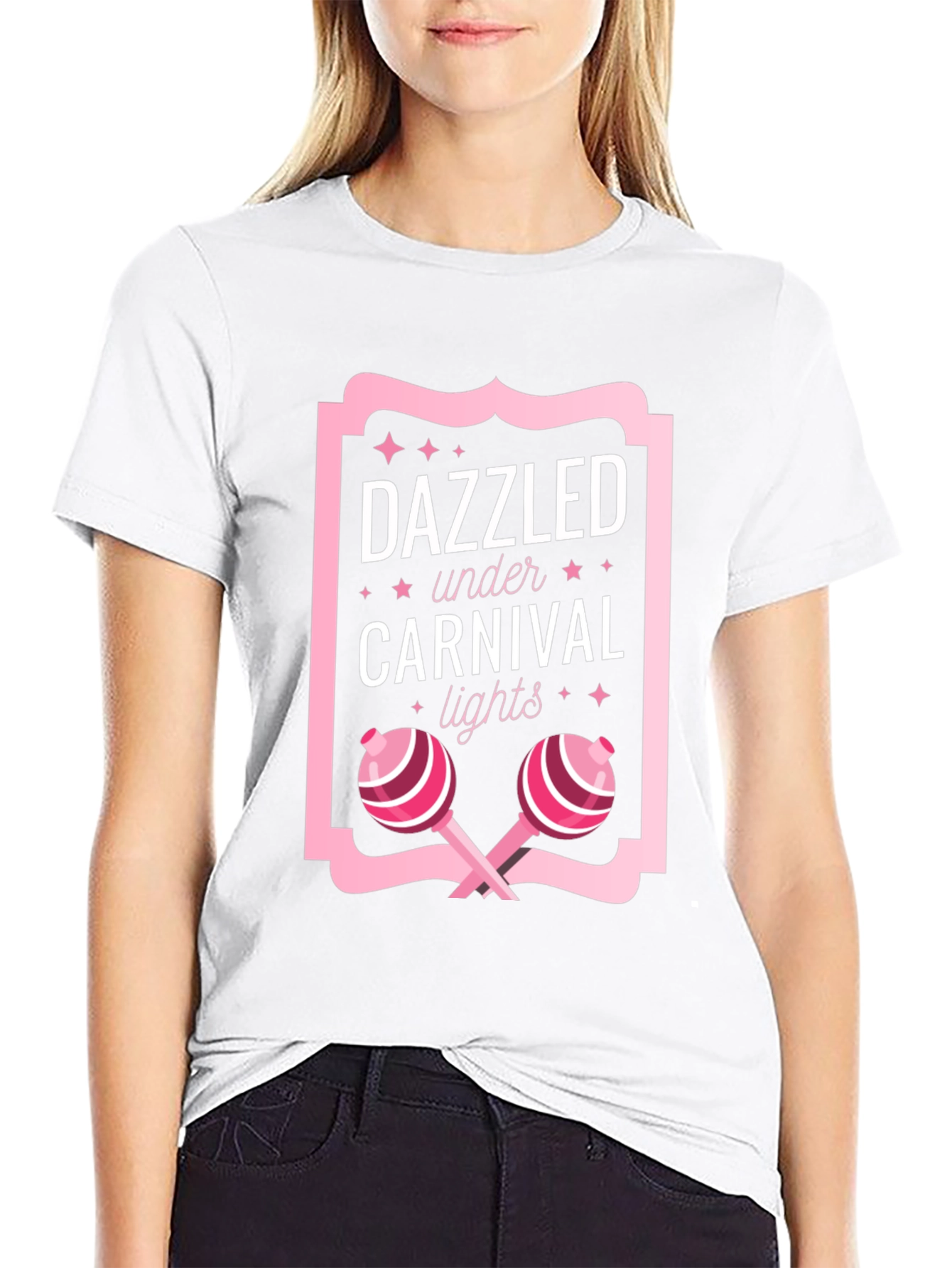 Black Dazzled Under Carnival Lights Graphic Tee view 9