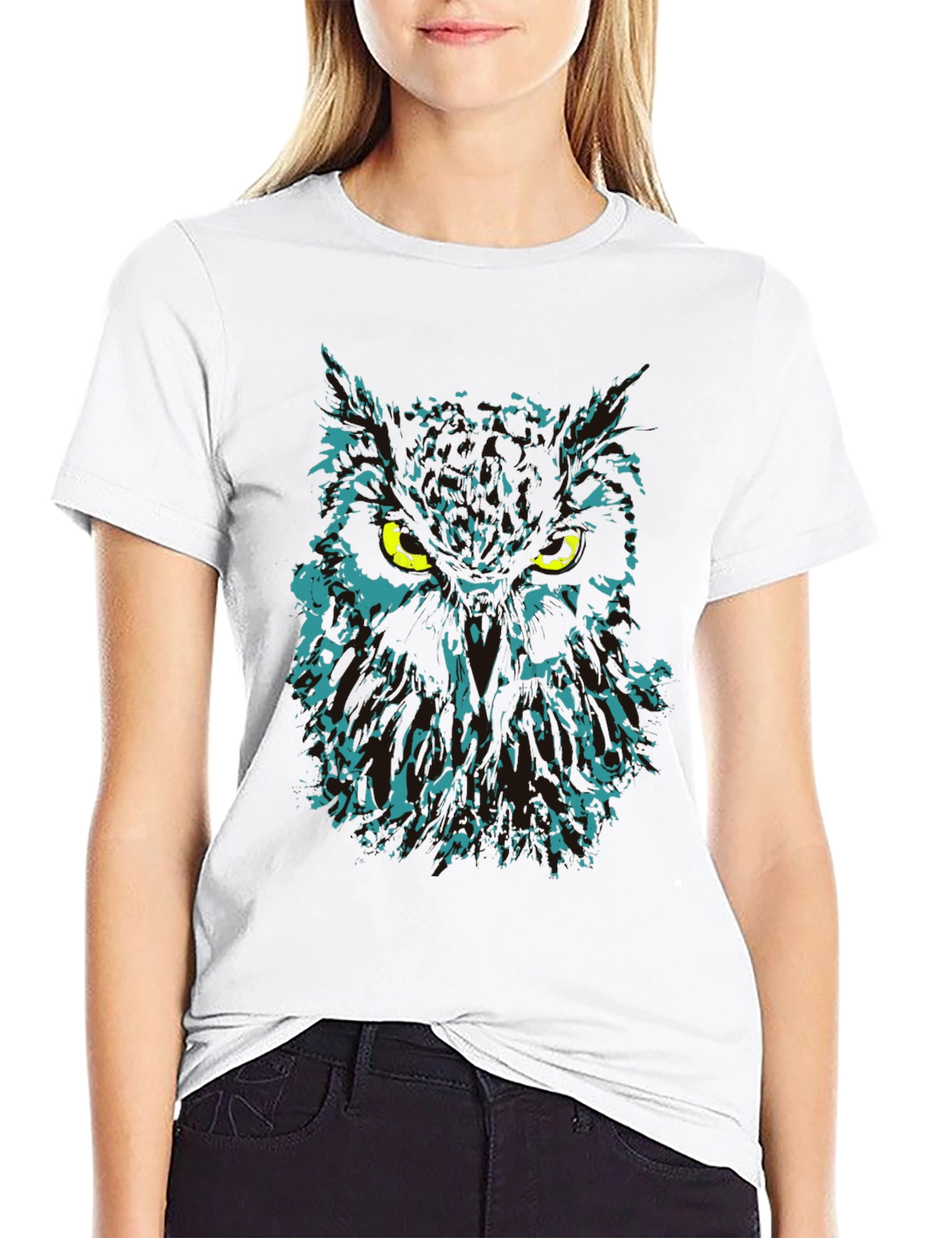 Black Owl Graphic Print Black T-Shirt view 9