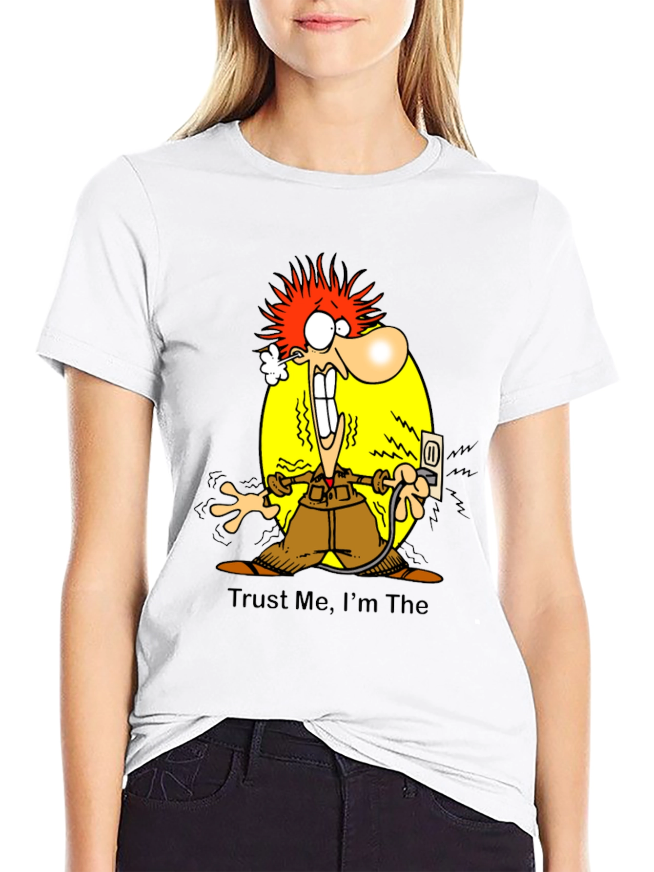 Black Trust Me, I'm The Electrician Funny T-Shirt view 9