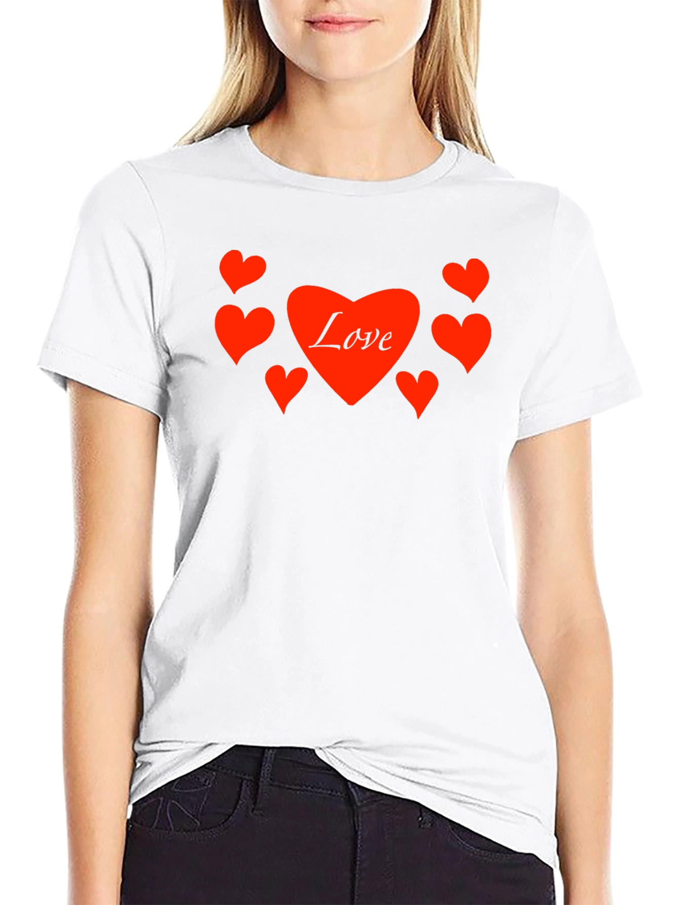Black Love Heart Graphic Black T-Shirt view 9
