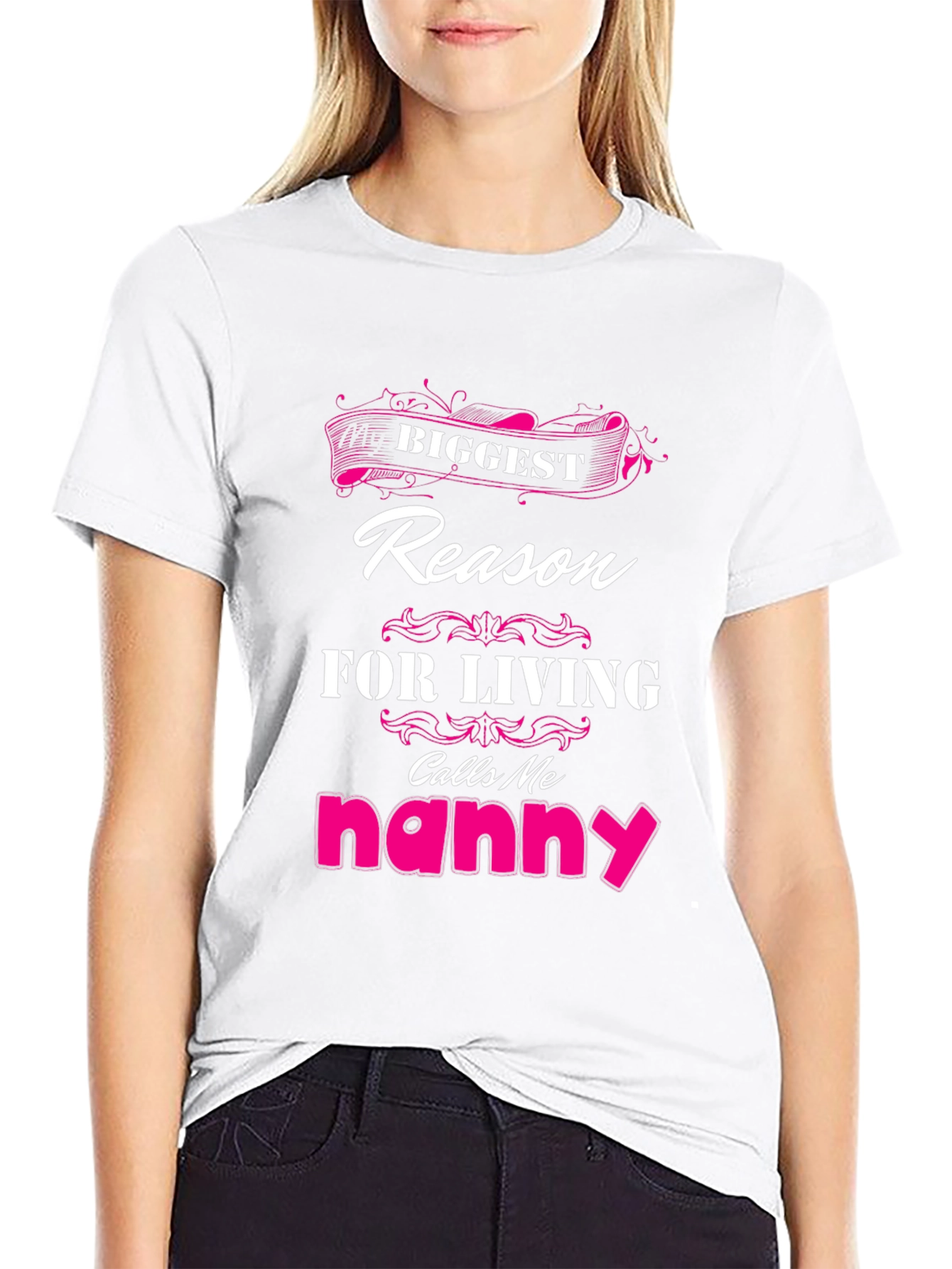 Black Biggest Reason For Living Nanny T-Shirt view 9
