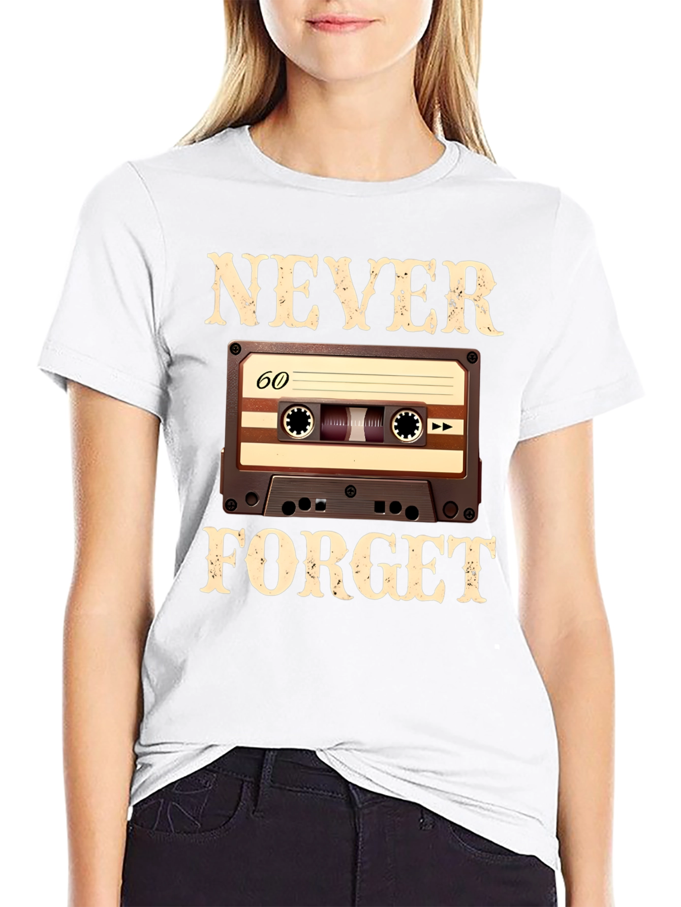 Black Never Forget Cassette Tape T-Shirt view 9