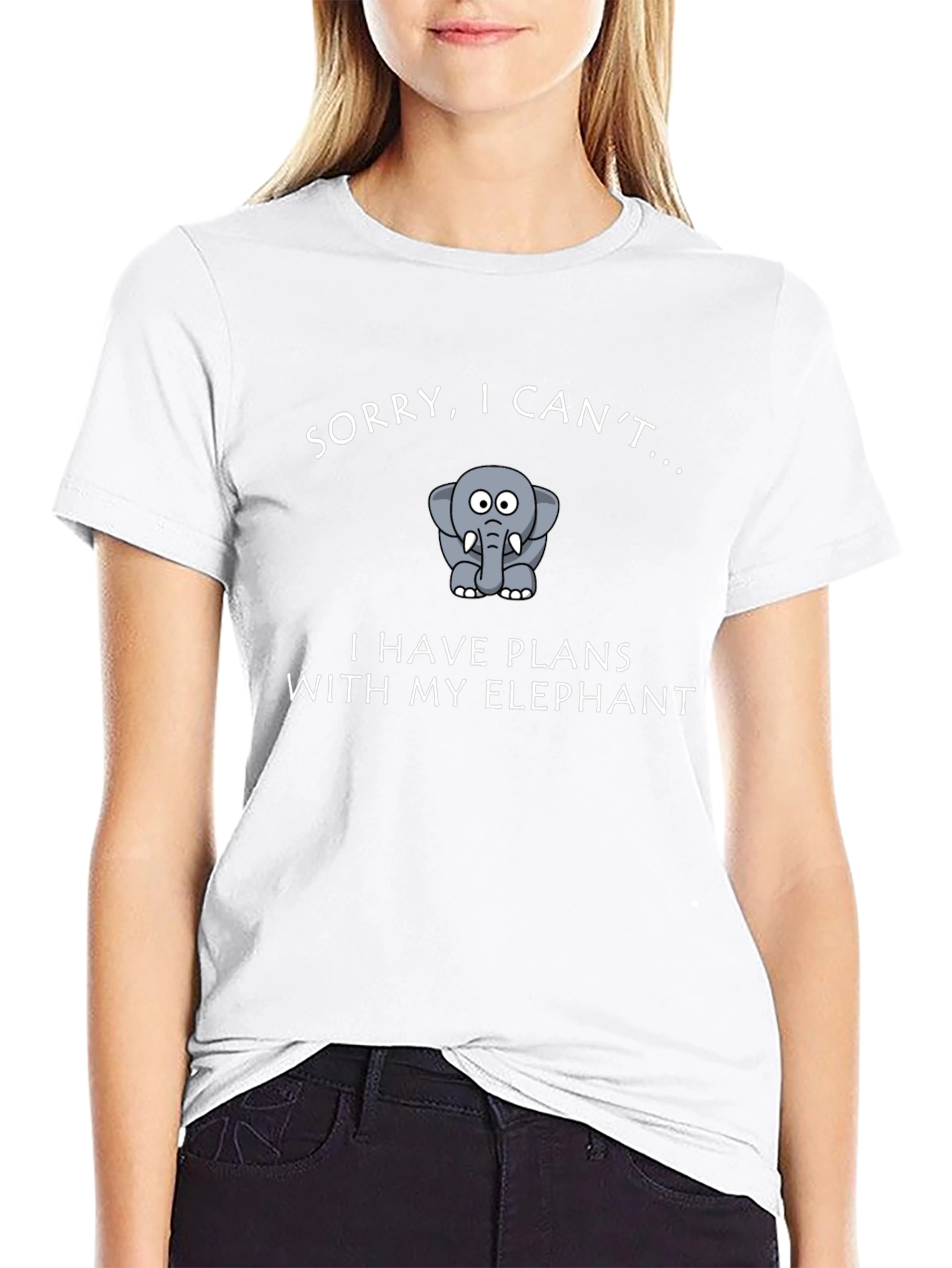 Black Funny Elephant Plans Graphic T-Shirt - Black view 9