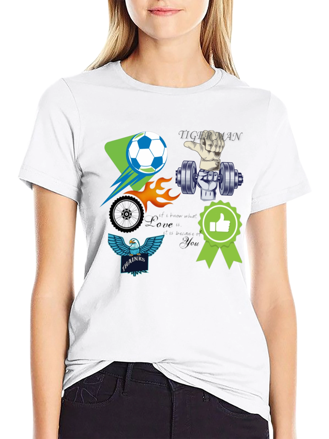 Black Unique Graphic T-Shirt - Soccer, Gym, Eagle Design view 9