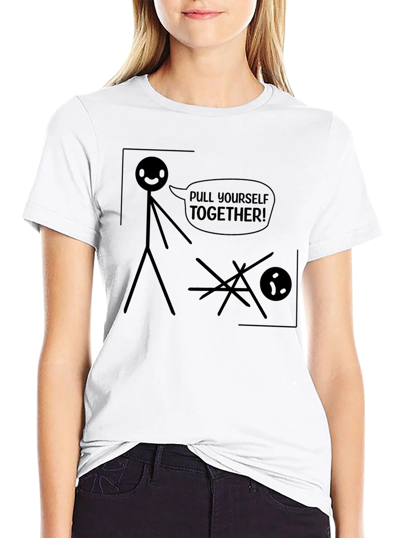 Black Pull Yourself Together Funny Graphic Tee view 9
