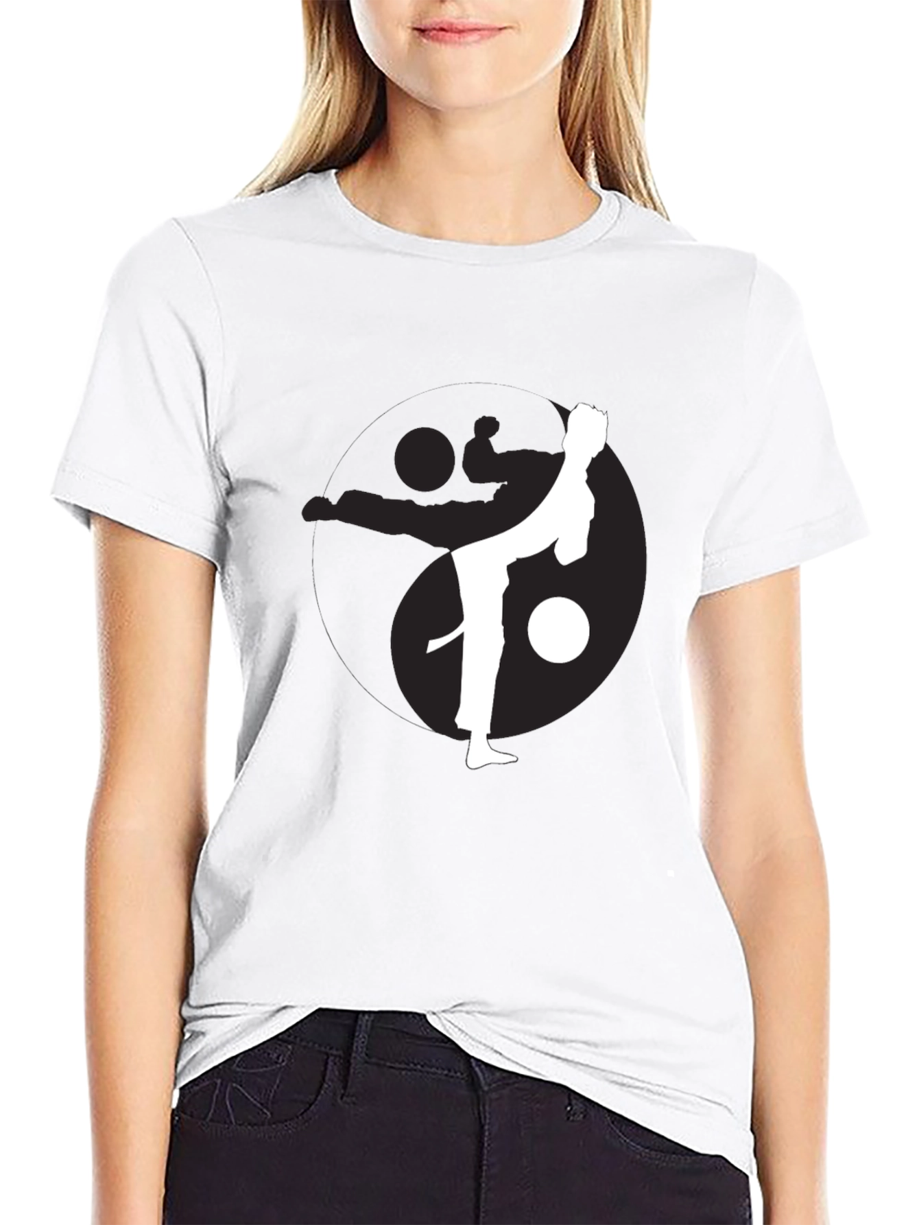 Black Martial Arts Yin Yang Graphic Tee view 9