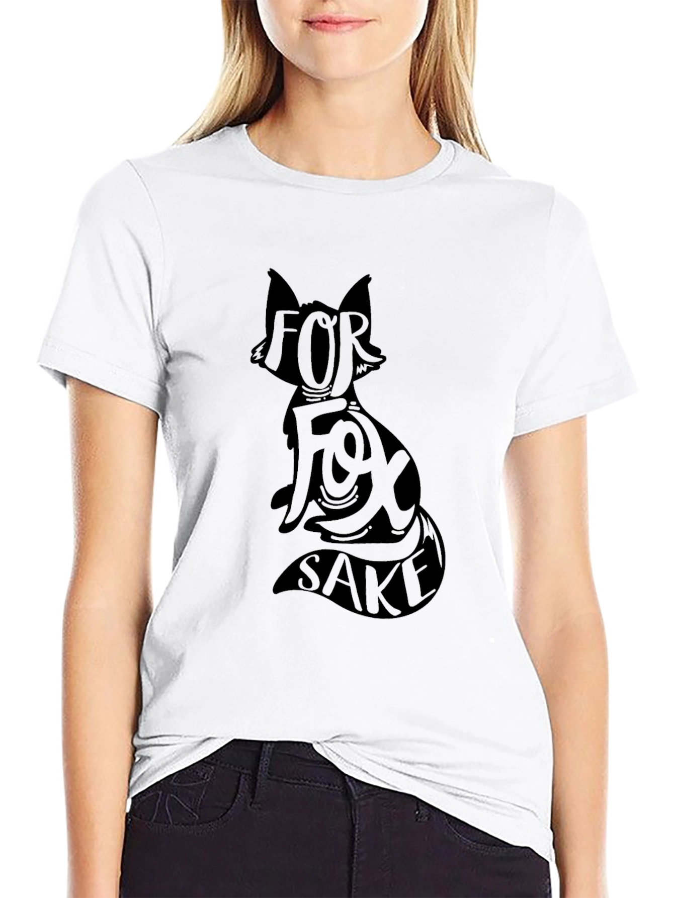 Black For Fox Sake Graphic T-Shirt - Black Cotton Tee view 9