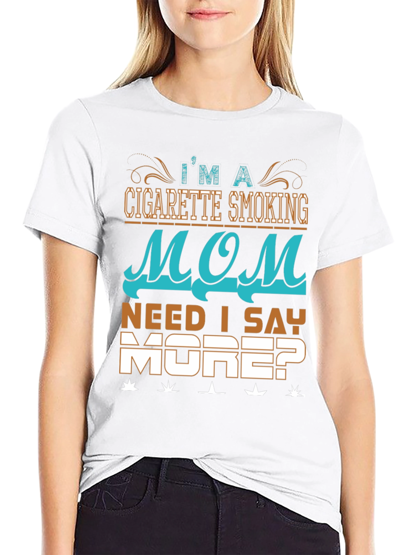 Black Cigarette Smoking Mom Graphic T-Shirt view 9