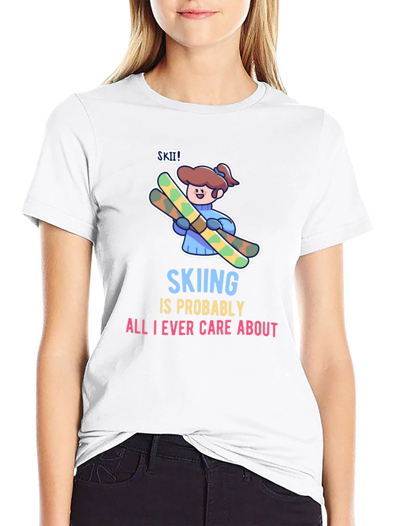 Black Skiing is All I Care About T-Shirt view 9