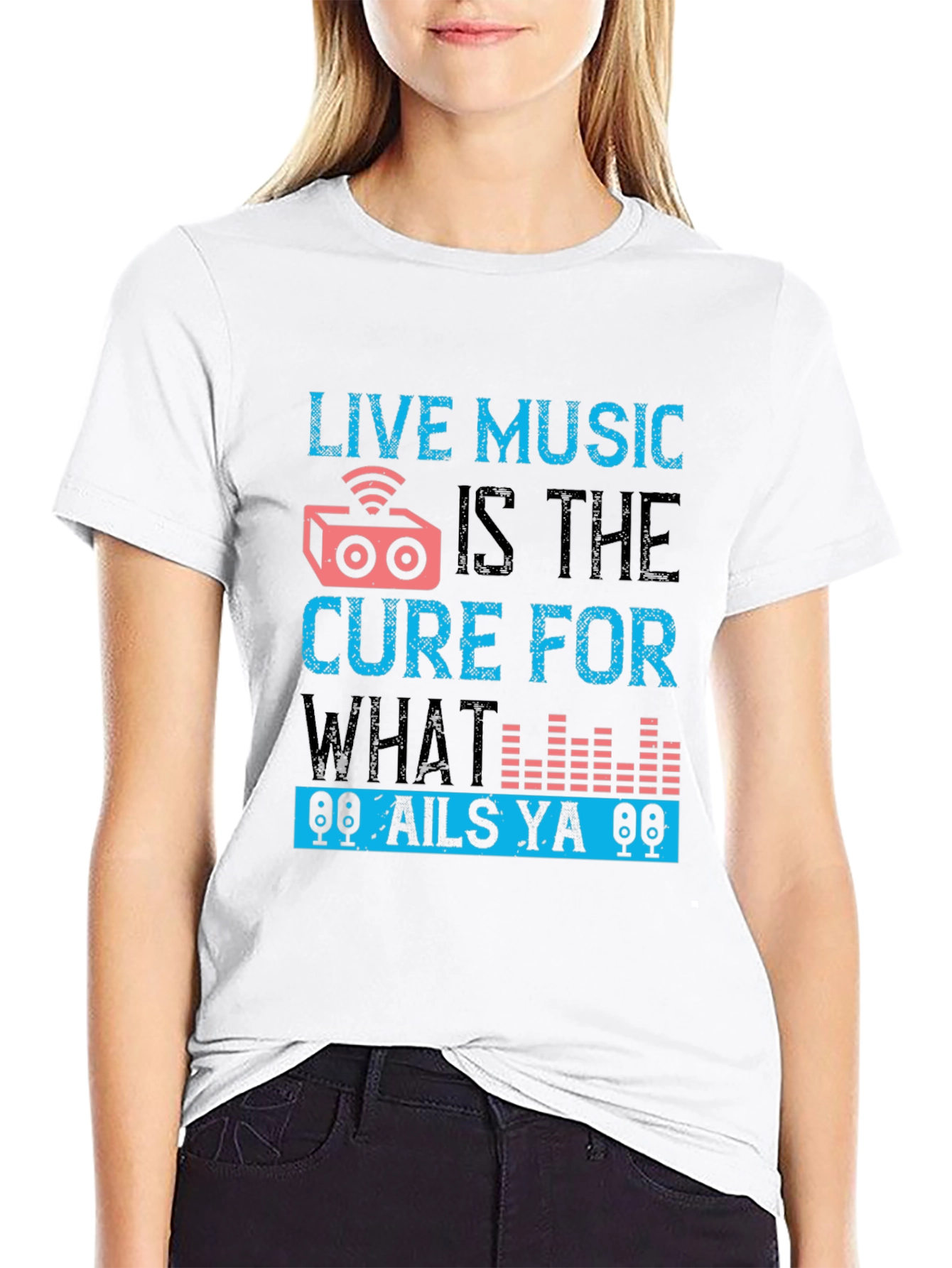 Black Live Music Cure Graphic Tee - Black view 9