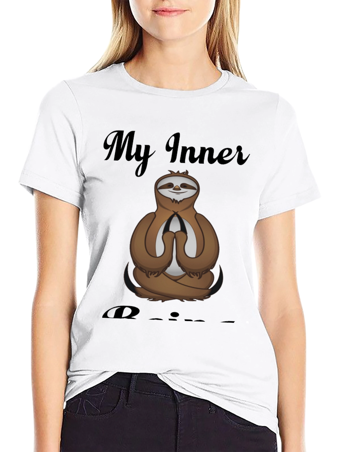Black Zen Sloth T-Shirt - Inner Peace & Comfort view 9