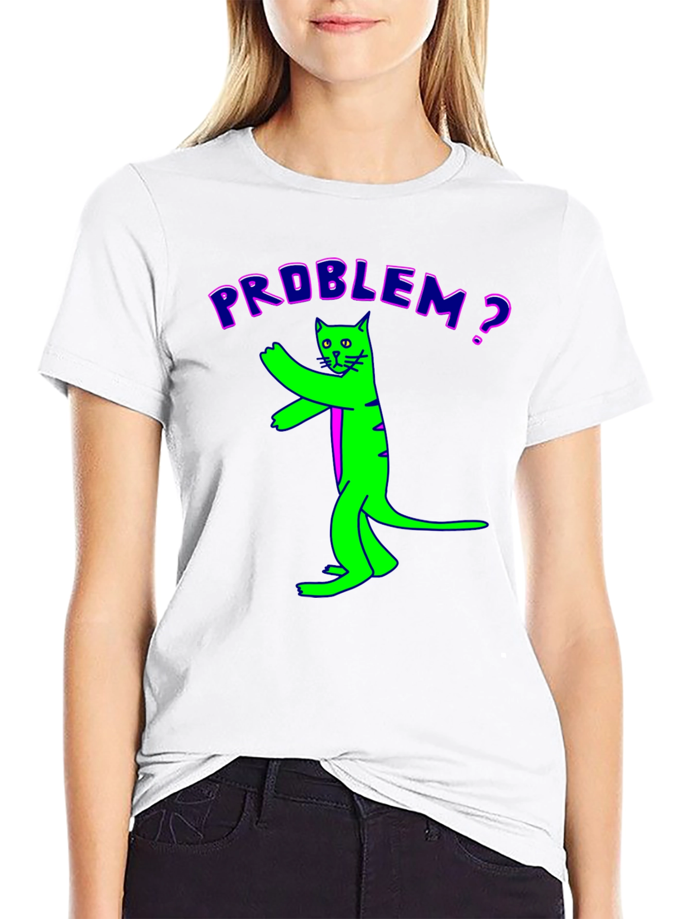 Black Problem Cat Graphic Tee - Unique Funny Design view 9