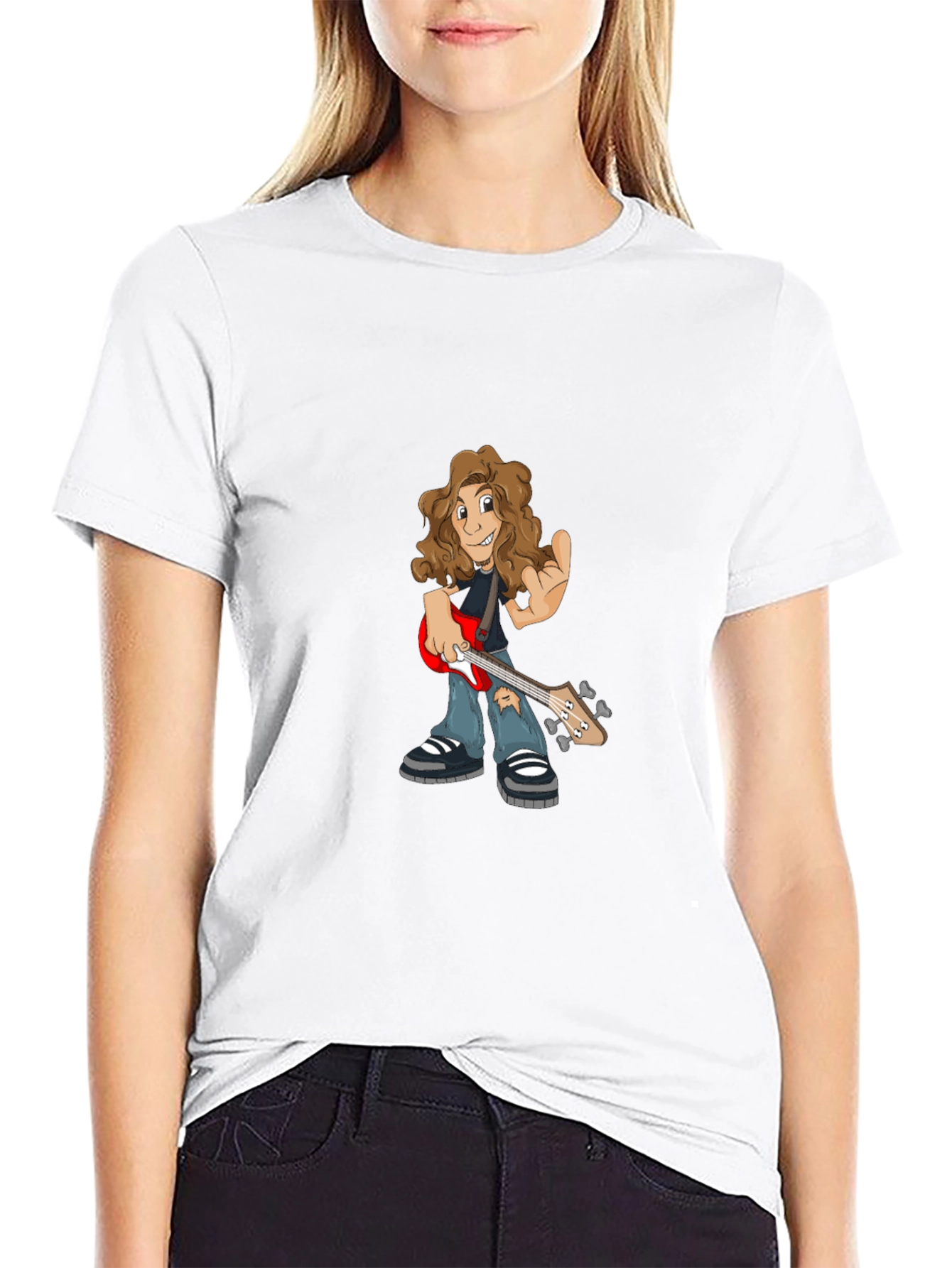 Cartoon Guitarist Graphic Tee - 9