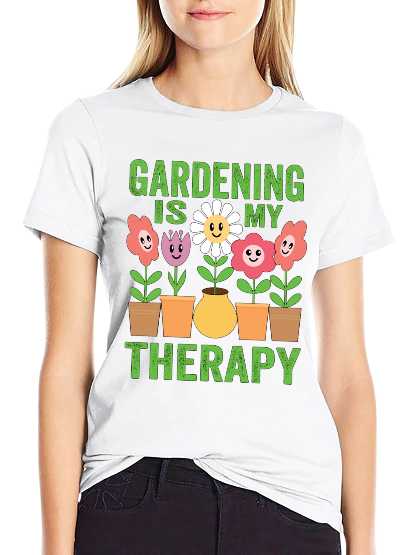 Black Gardening is My Therapy T-Shirt - Black view 9