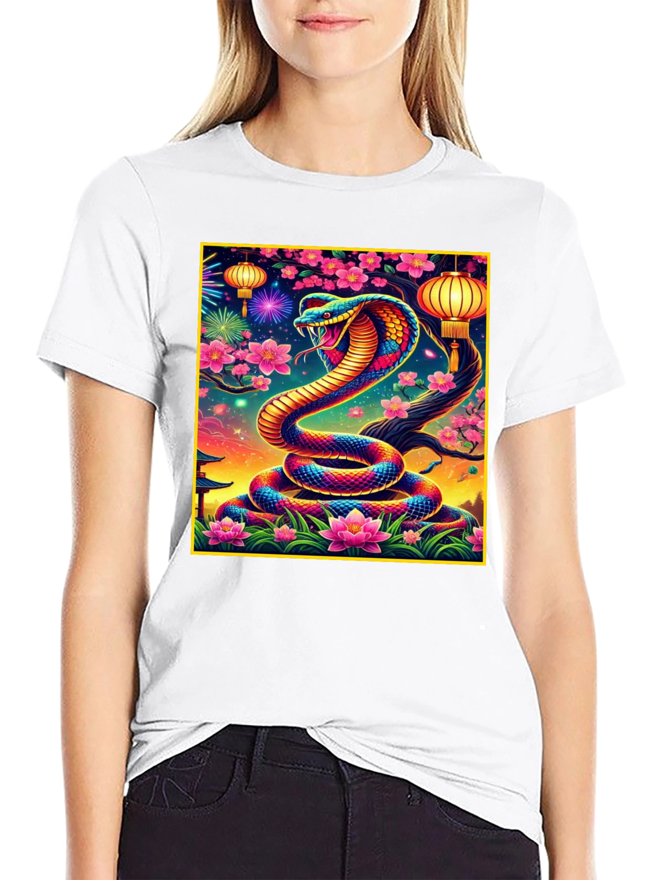 Black Vibrant Cobra Graphic Tee view 9
