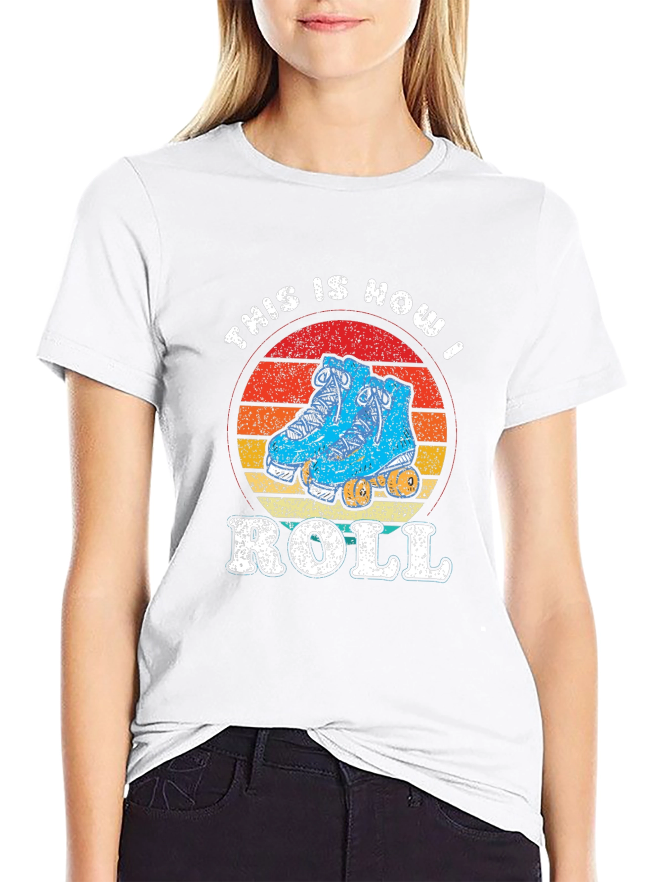 Black This Is How I Roll Roller Skate T-Shirt Retro Style view 9