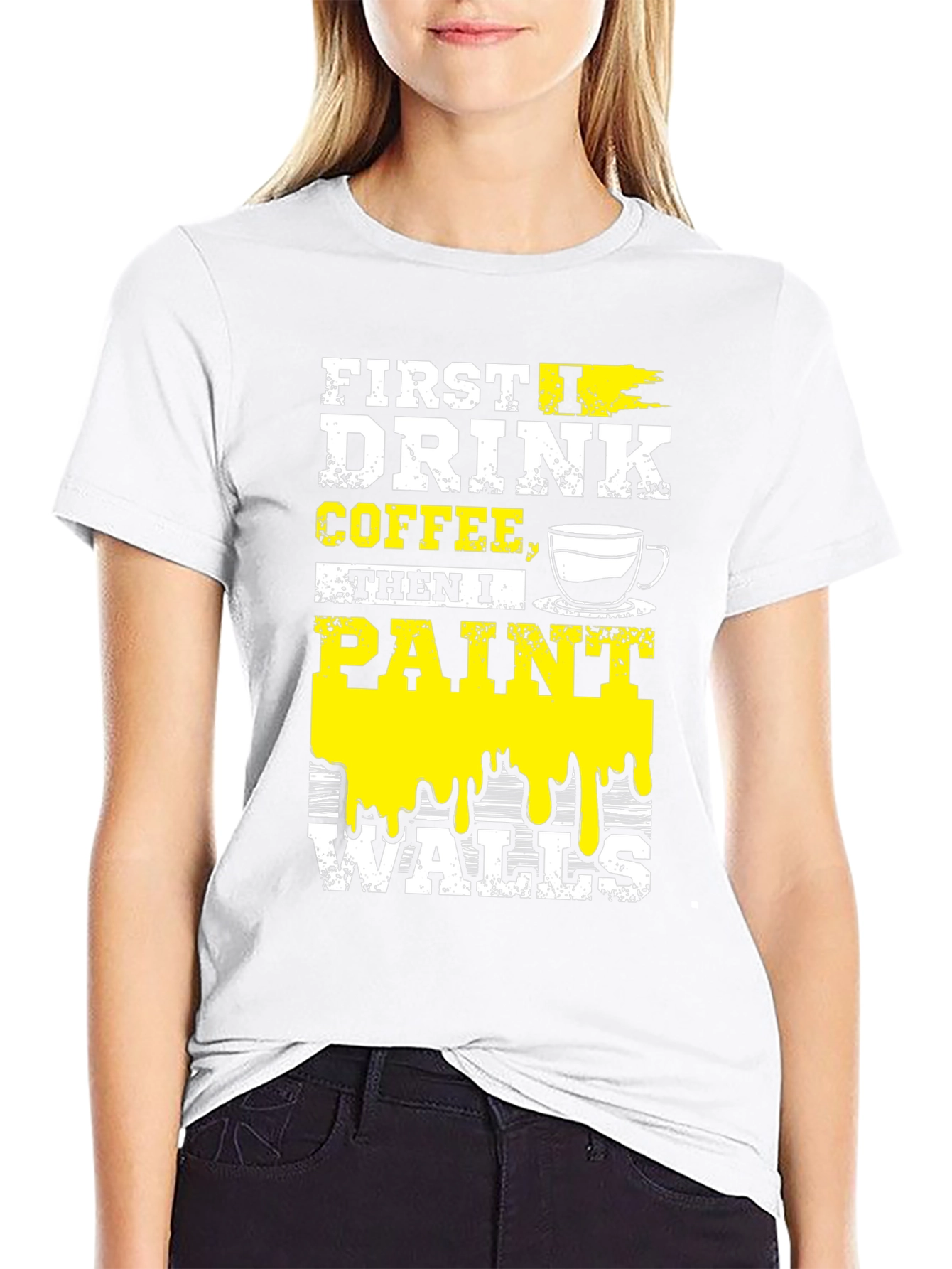 Black Drink Coffee, Paint Walls T-Shirt view 9