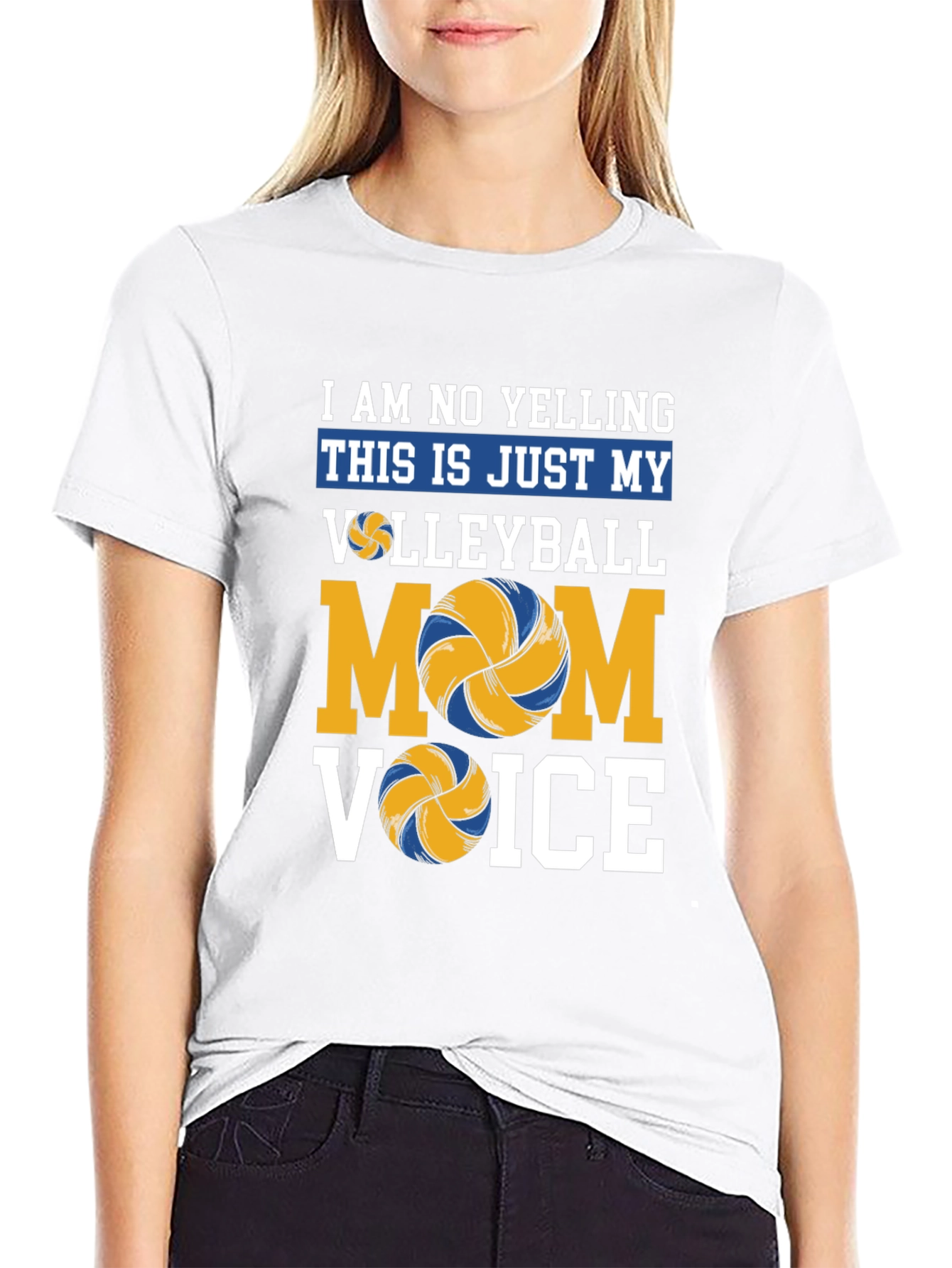 Black Volleyball Mom Voice T-Shirt - Novelty Graphic Tee view 9