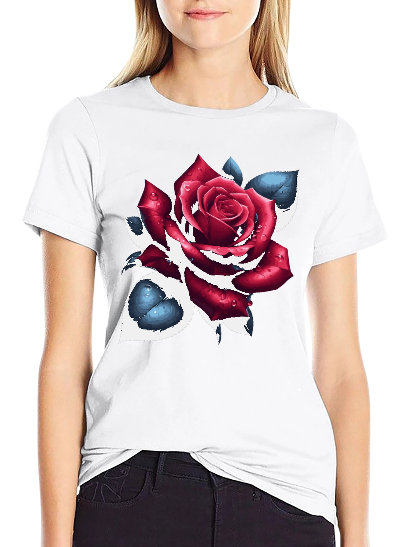 Black Rose Graphic Black T-Shirt view 9
