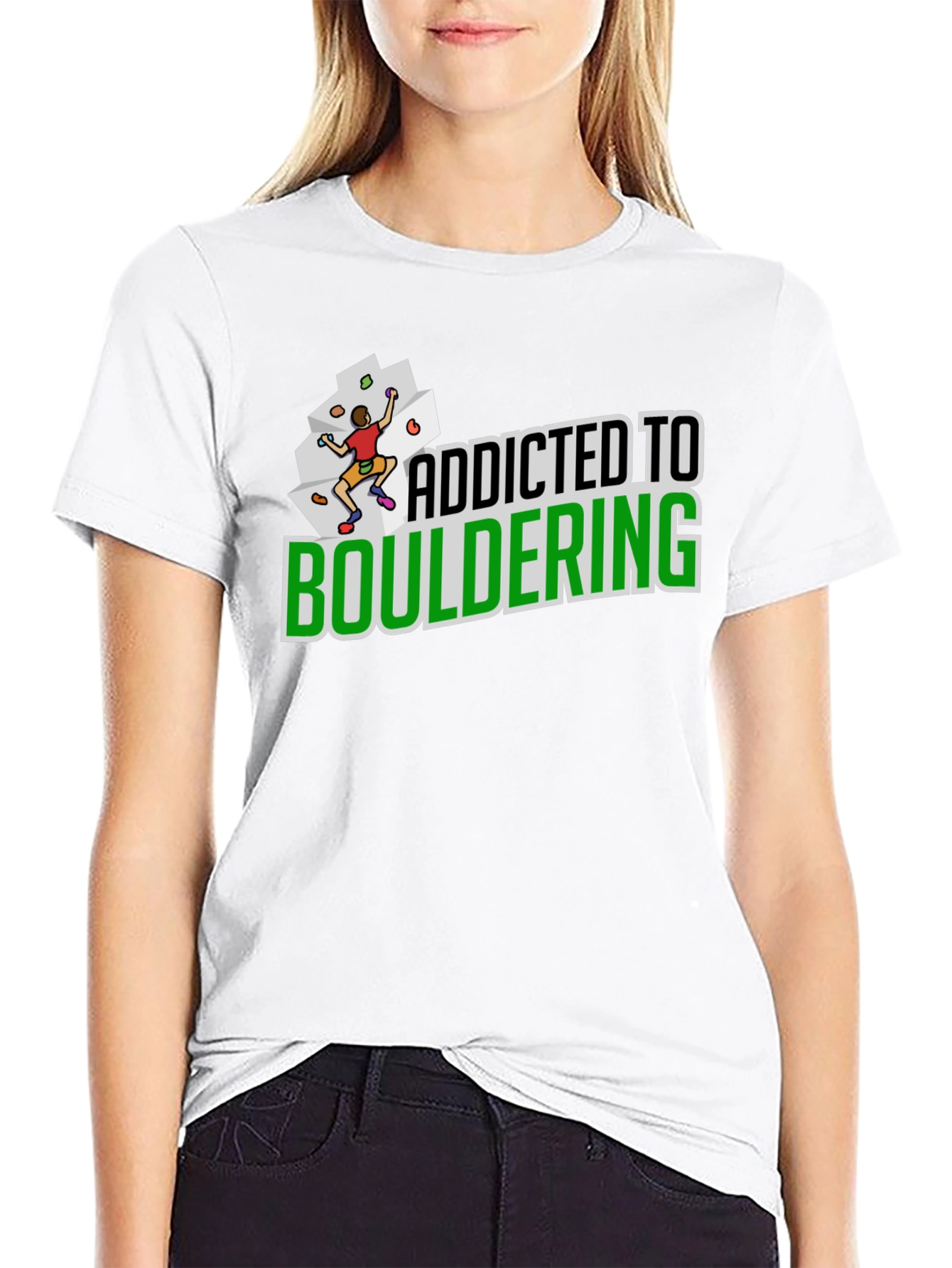 Black Addicted to Bouldering Black Graphic Tee view 9