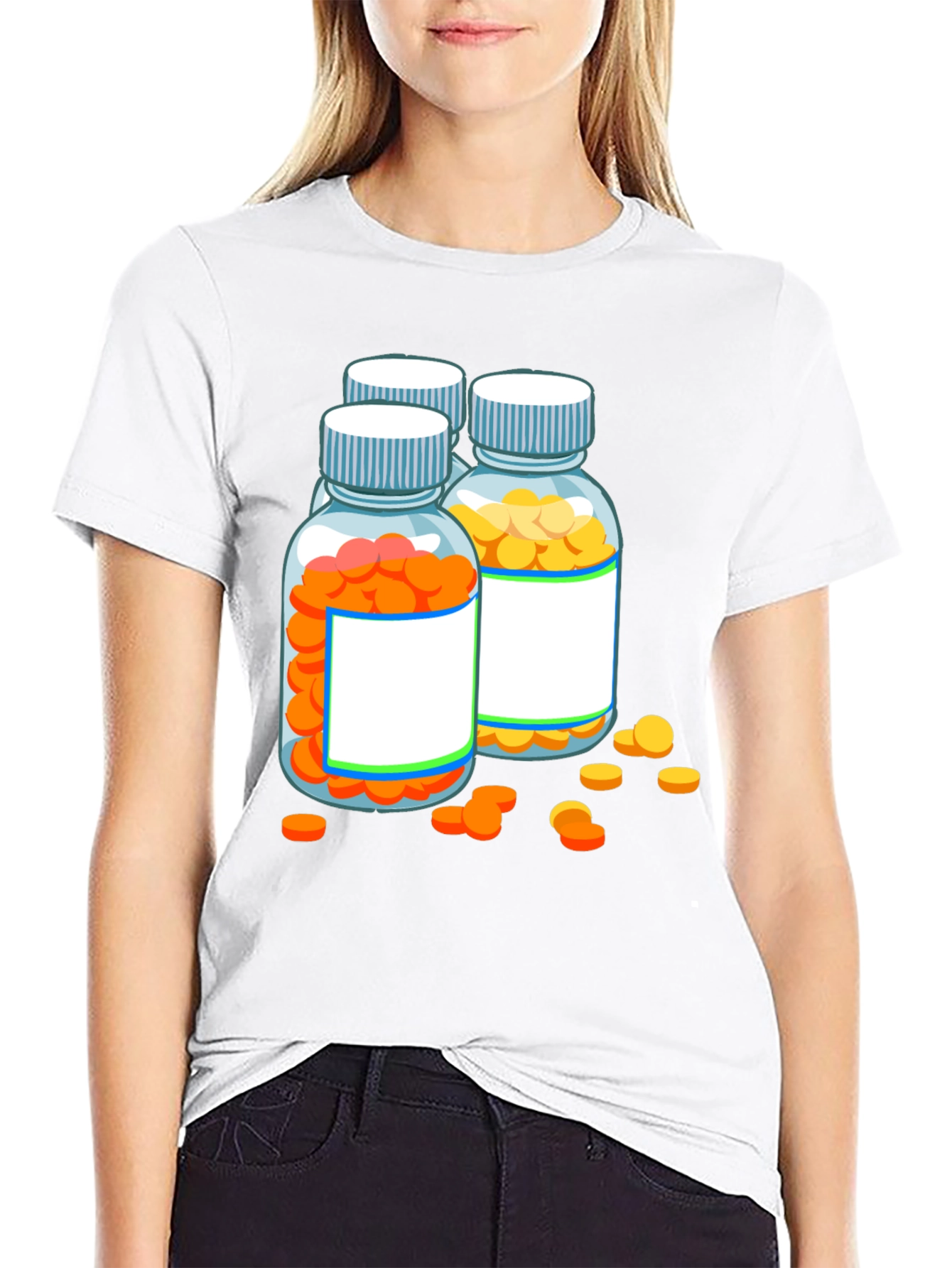 Black Pill Bottle Graphic Tee - Novelty T-Shirt view 9