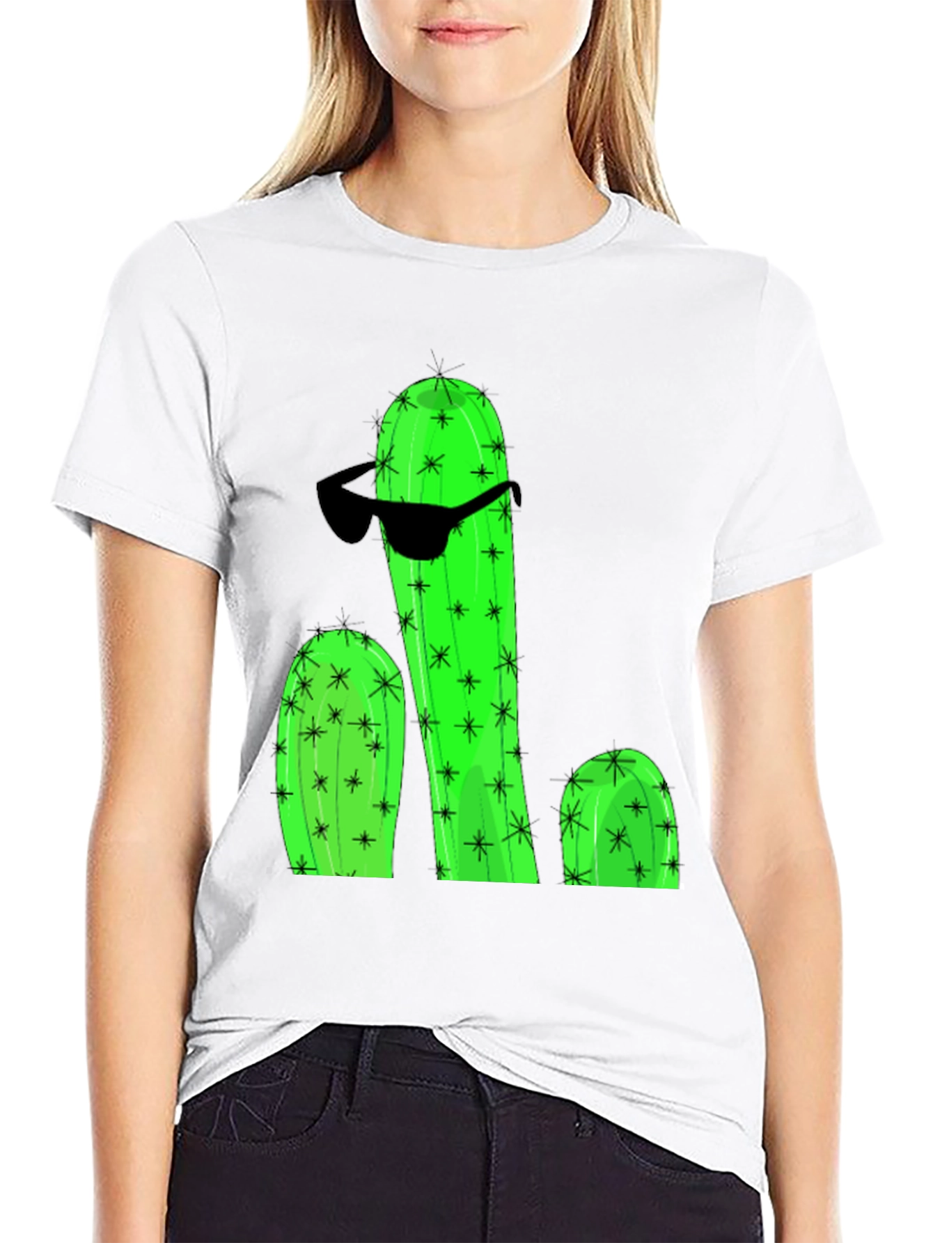 Black Cool Cactus Graphic T-Shirt view 9