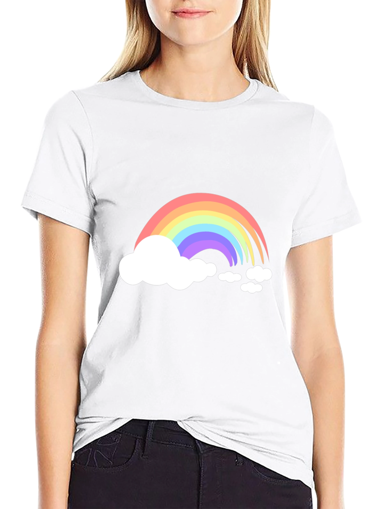 Black Rainbow Cloud Graphic Tee - Black Cotton Blend view 9