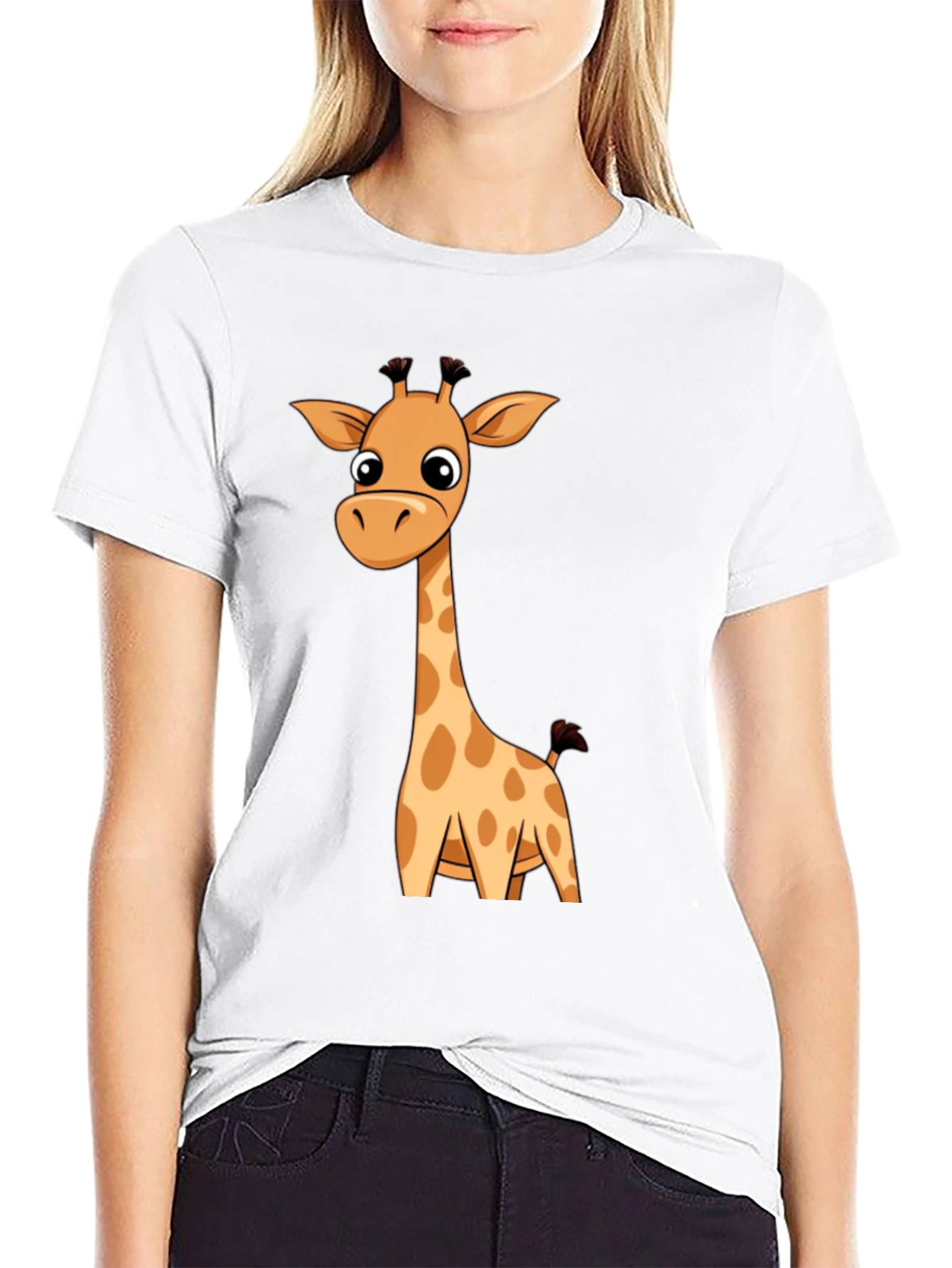 Black Giraffe Graphic Print T-Shirt view 9