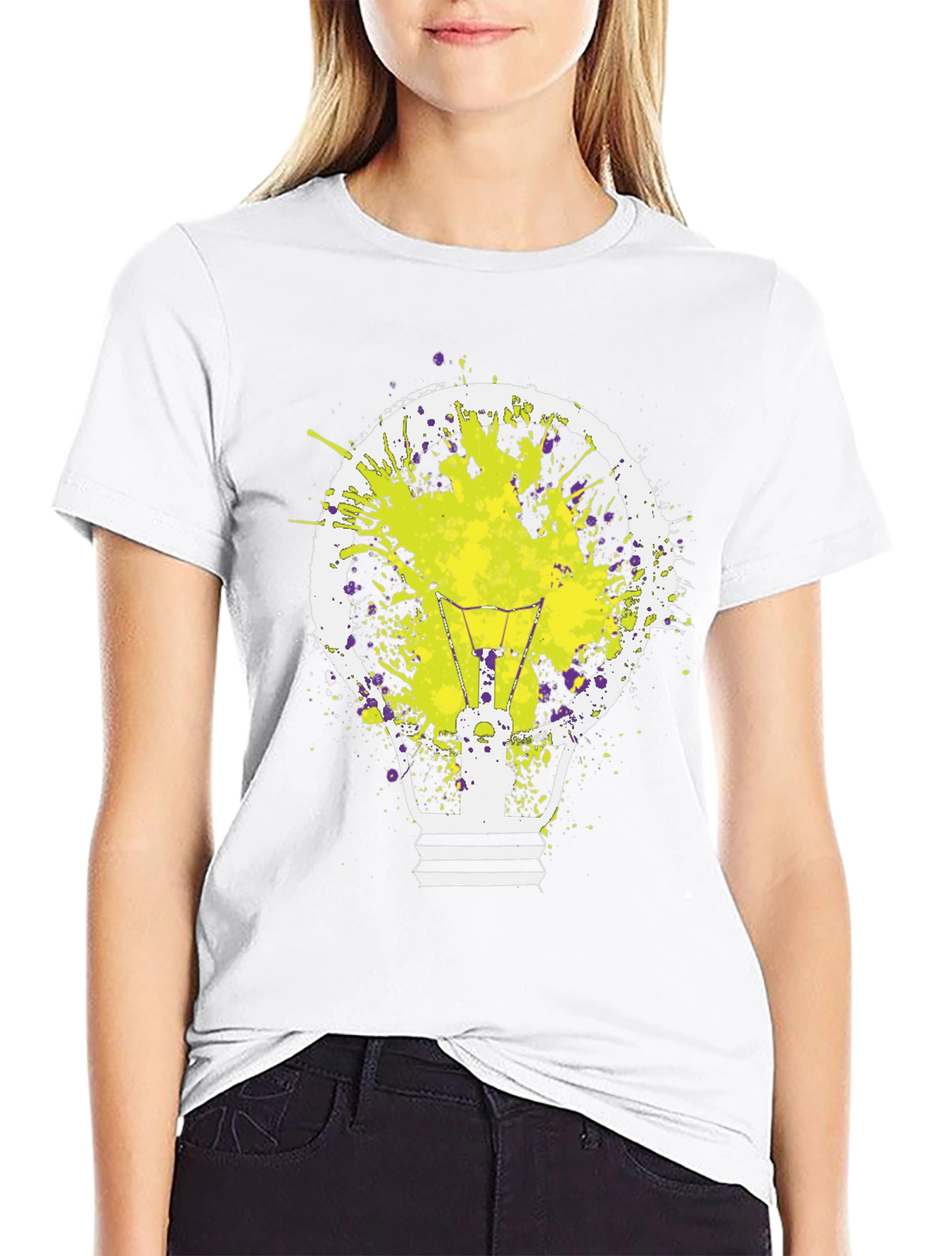 Black Idea Bulb Splatter Graphic Tee - Men's Black T-Shirt view 9