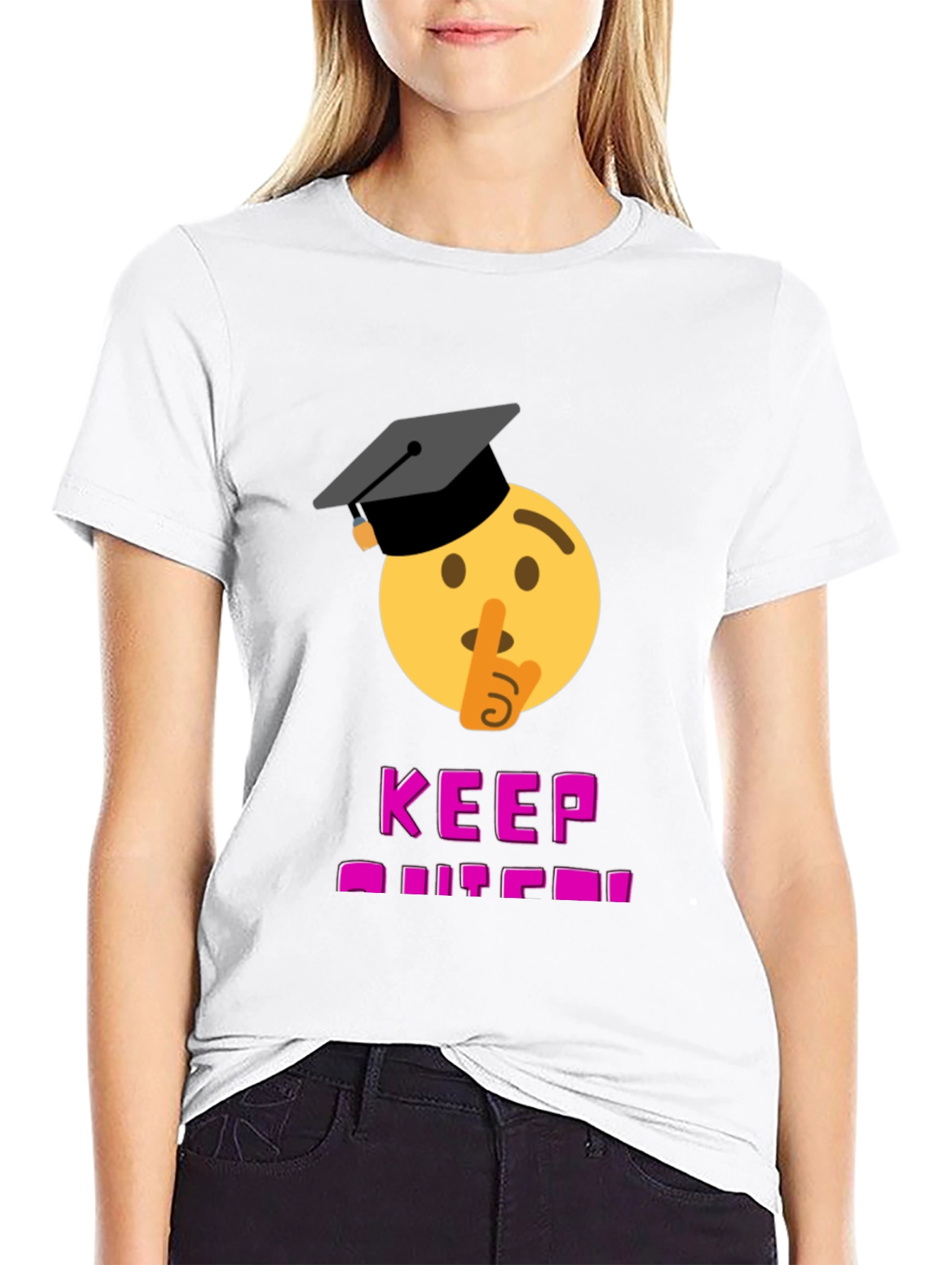 Black Keep Quiet Graduate Emoji T-Shirt - Black view 9
