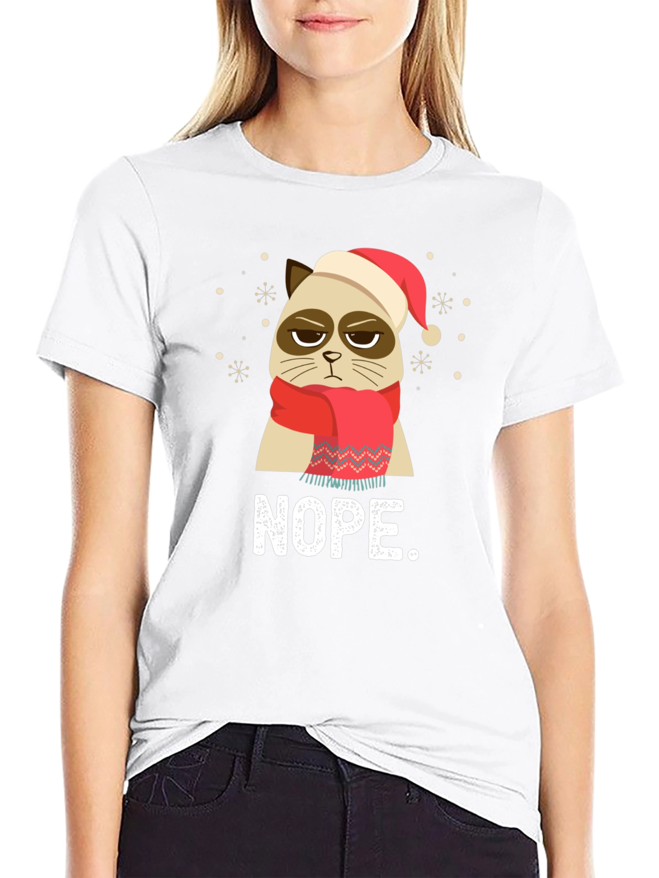 Black Grumpy Cat NOPE Christmas T-Shirt view 9