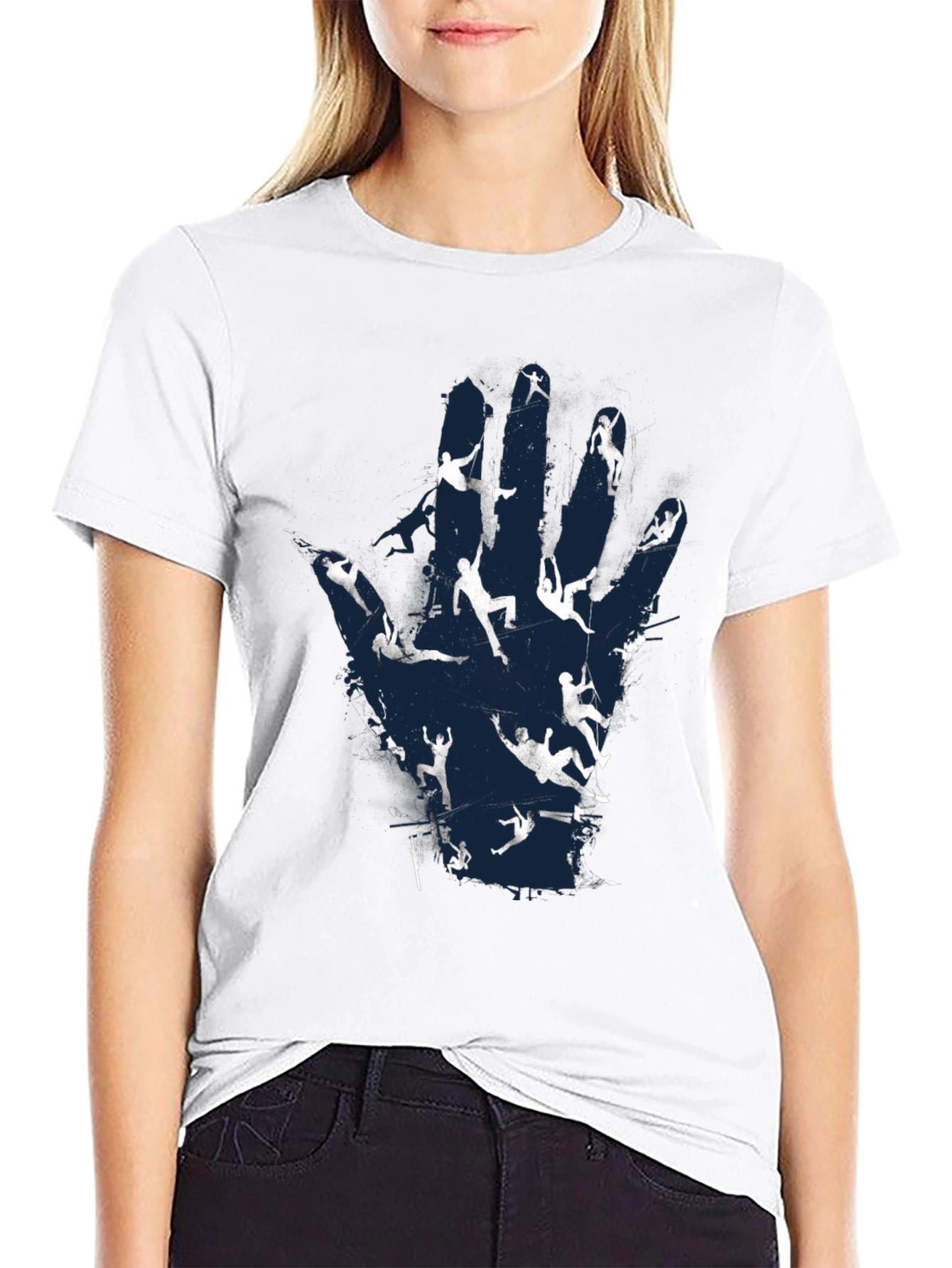 Black Climber's Hand T-Shirt - Rock Climbing Tee view 9