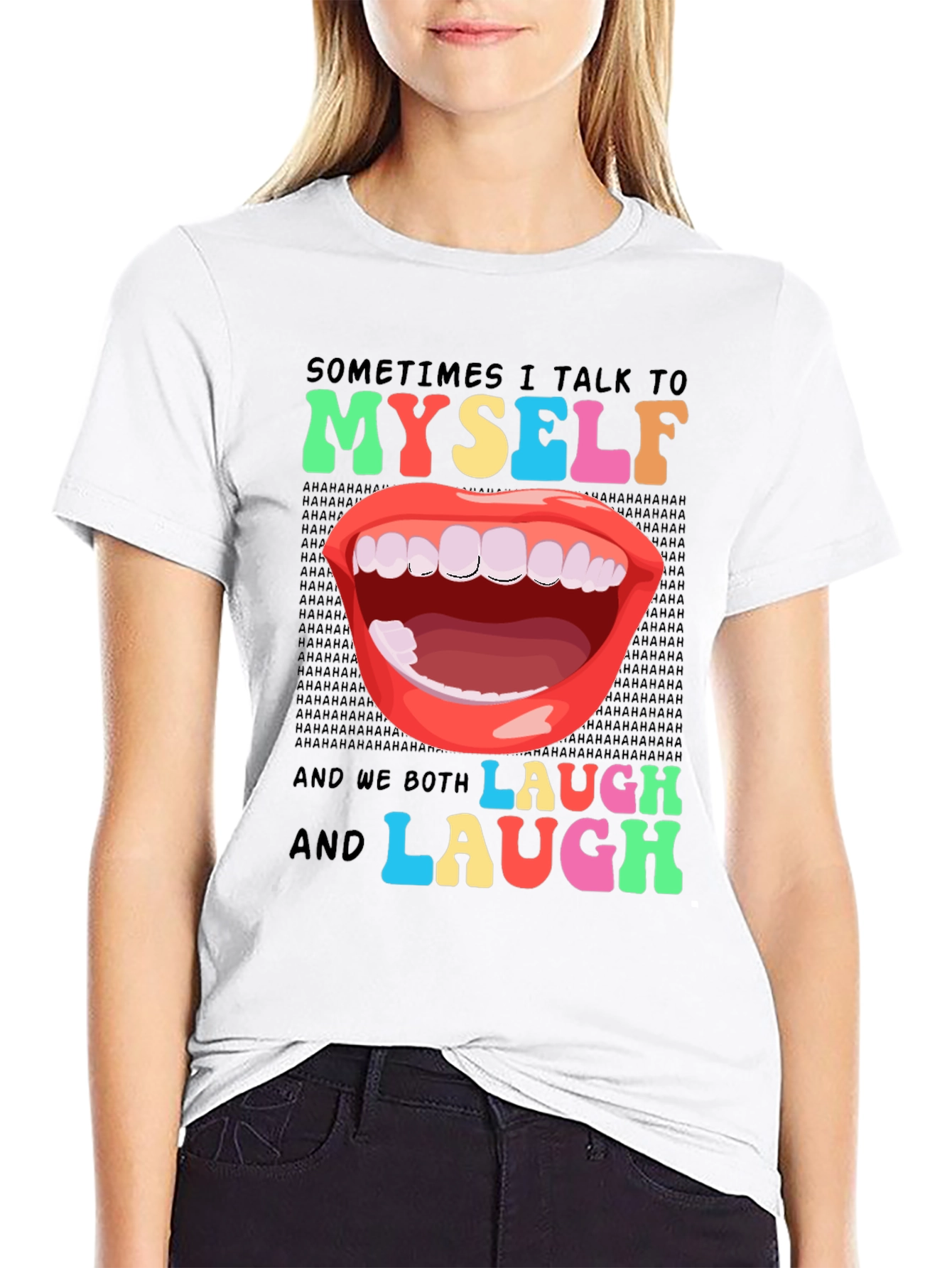Black Funny Sarcastic Humor T-Shirt: I Talk to Myself view 9