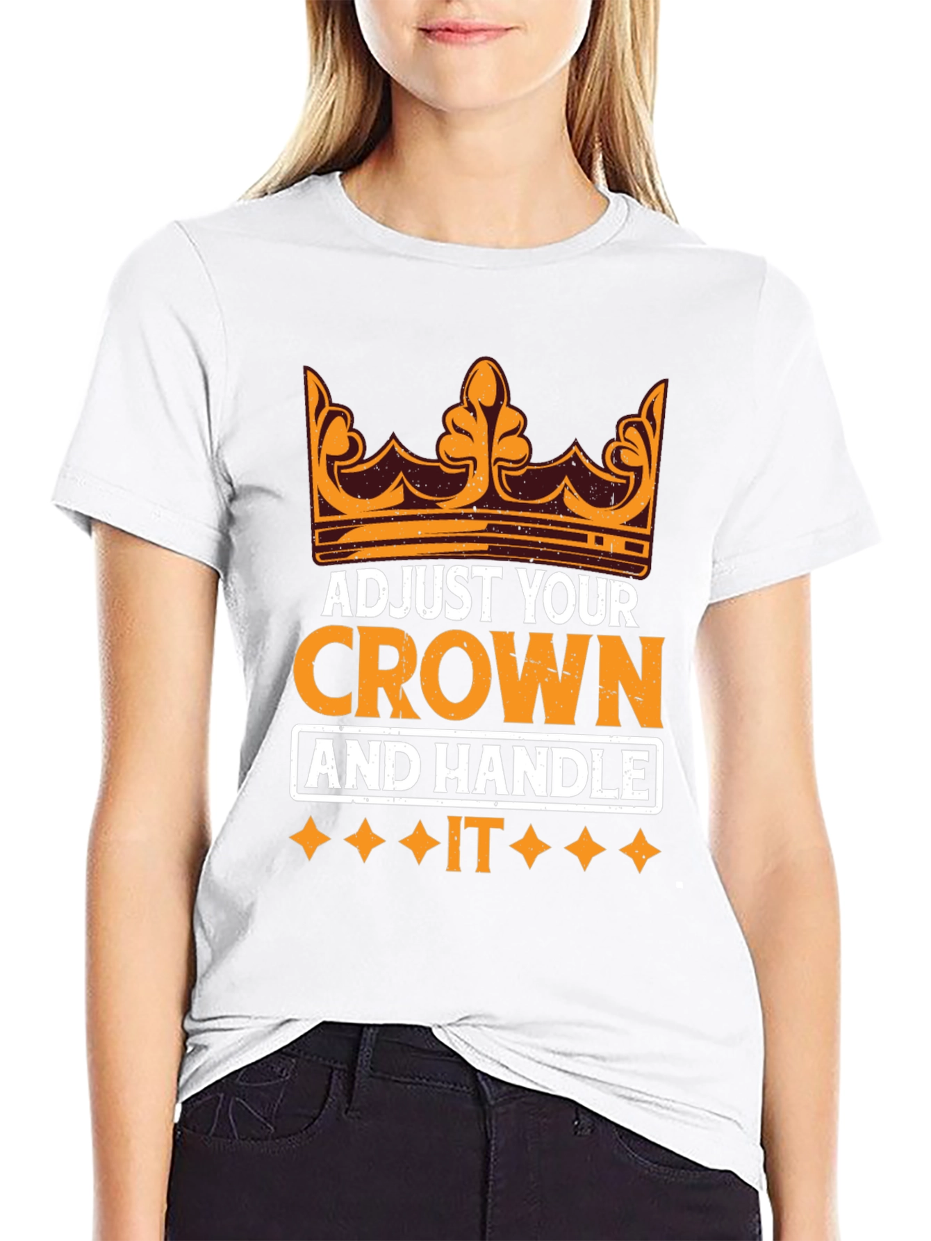 Black Adjust Your Crown Motivational T-Shirt view 9