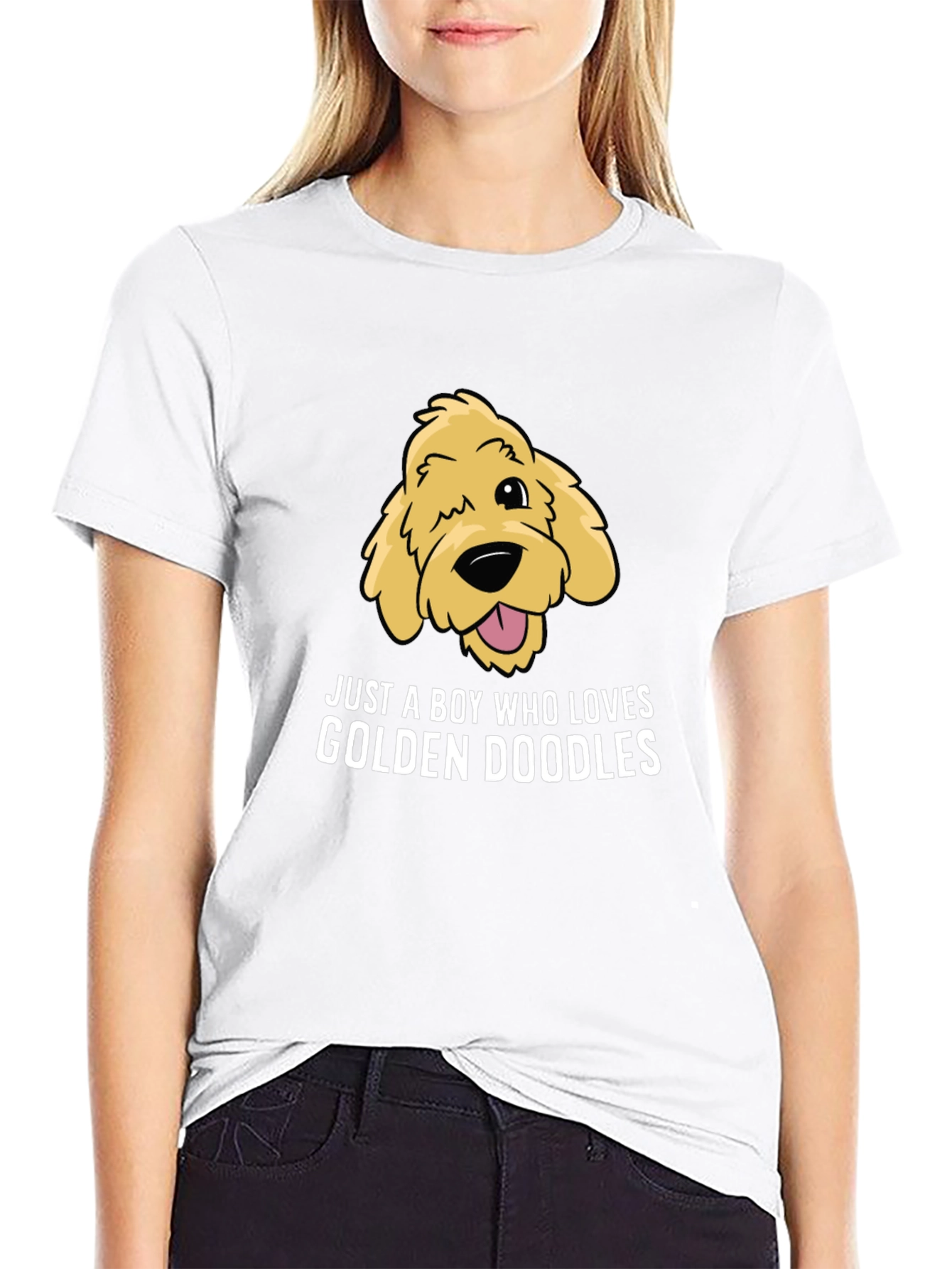 Black Golden Doodle Lover T-Shirt, Boy's Cute Dog Tee view 9