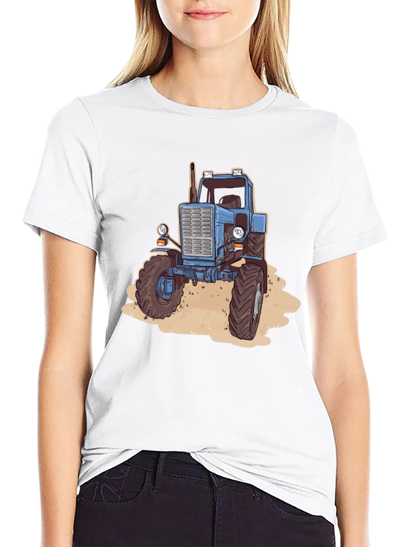 Tractor Graphic Tee - Black Cotton Blend - 9